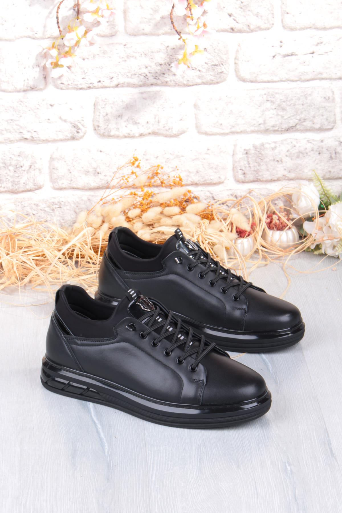 42469 Rahat Hakiki Deri Lastik Bağcıklı Sneaker Erkek Ayakkabı - Görsel 2