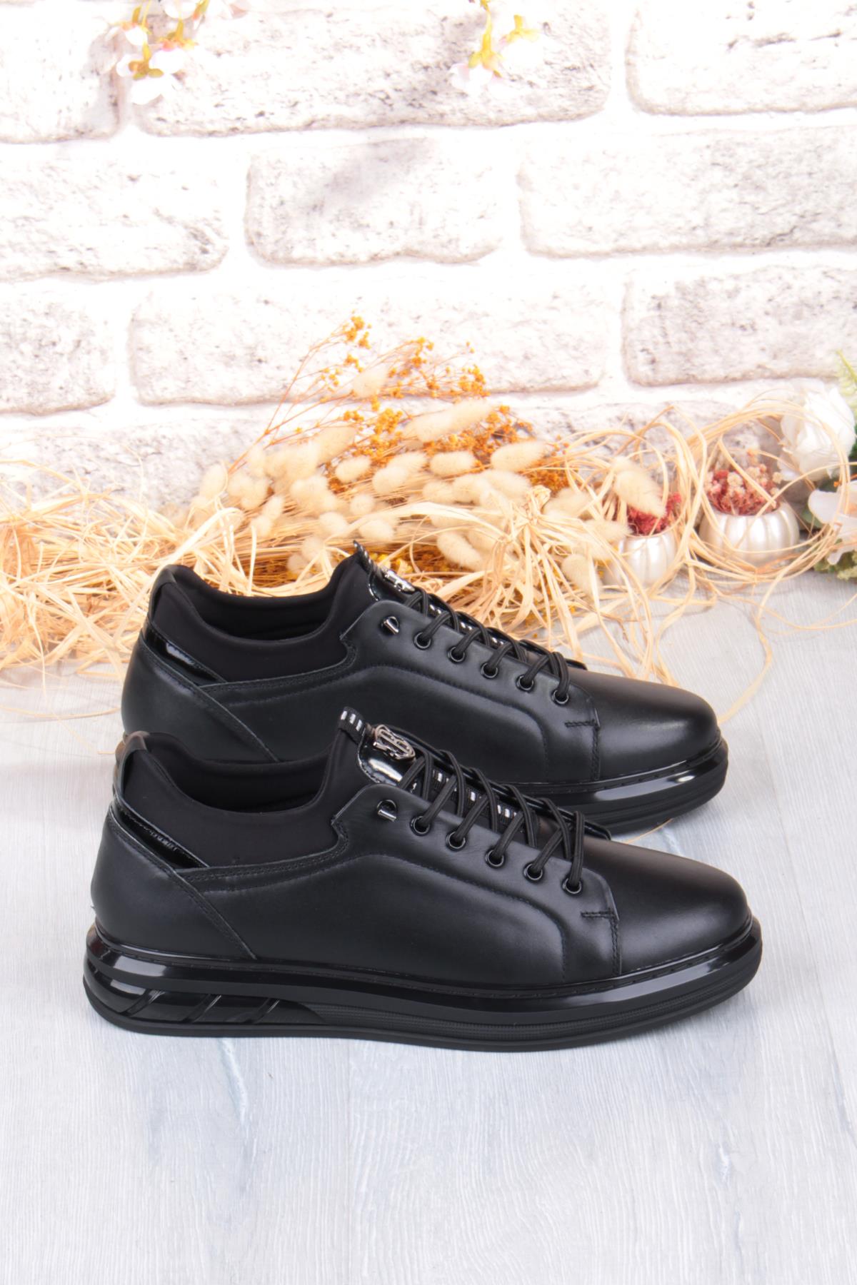 42469 Rahat Hakiki Deri Lastik Bağcıklı Sneaker Erkek Ayakkabı - Görsel 3