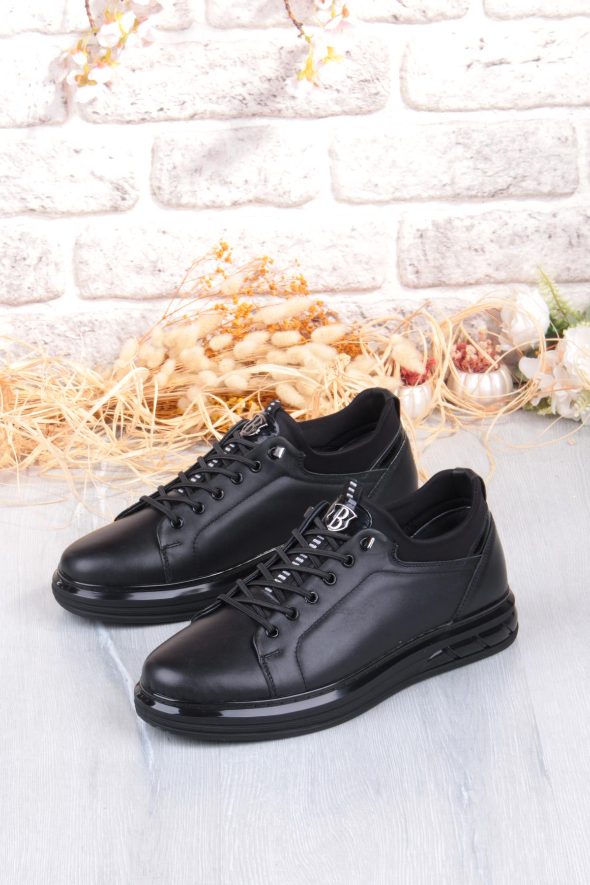 42469 Rahat Hakiki Deri Lastik Bağcıklı Sneaker Erkek Ayakkabı - Görsel 5