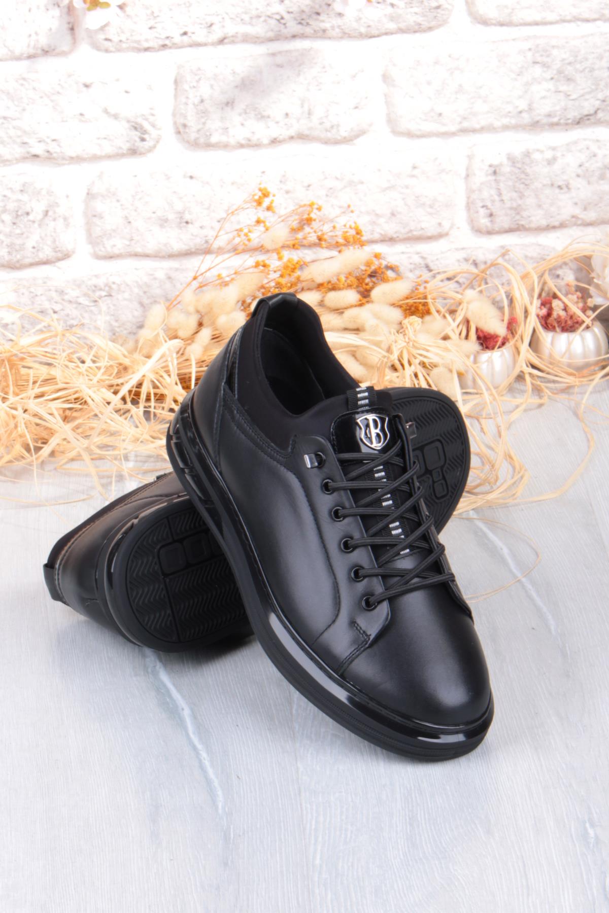 42469 Rahat Hakiki Deri Lastik Bağcıklı Sneaker Erkek Ayakkabı - Görsel 7