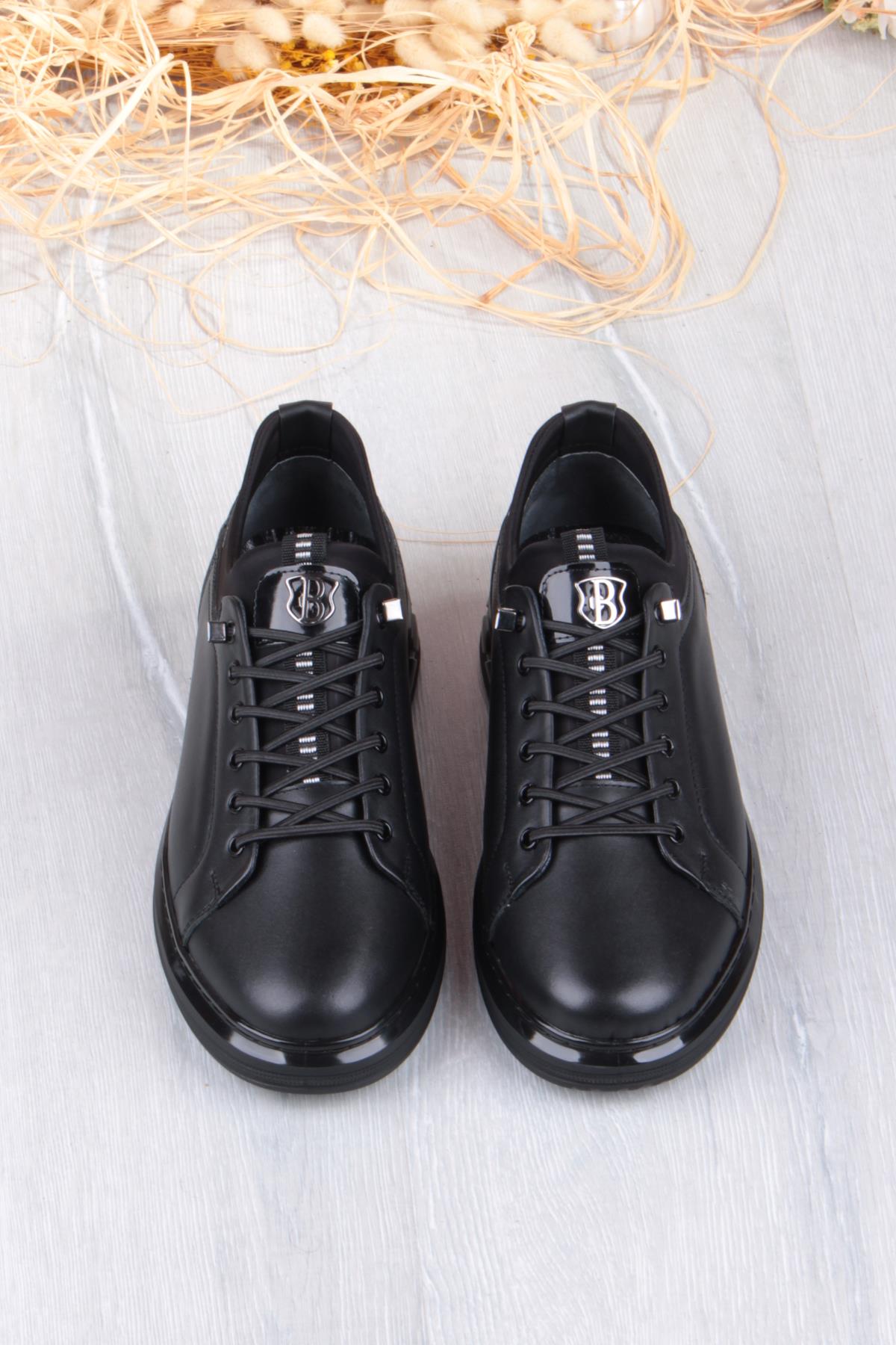 42469 Rahat Hakiki Deri Lastik Bağcıklı Sneaker Erkek Ayakkabı - Görsel 8