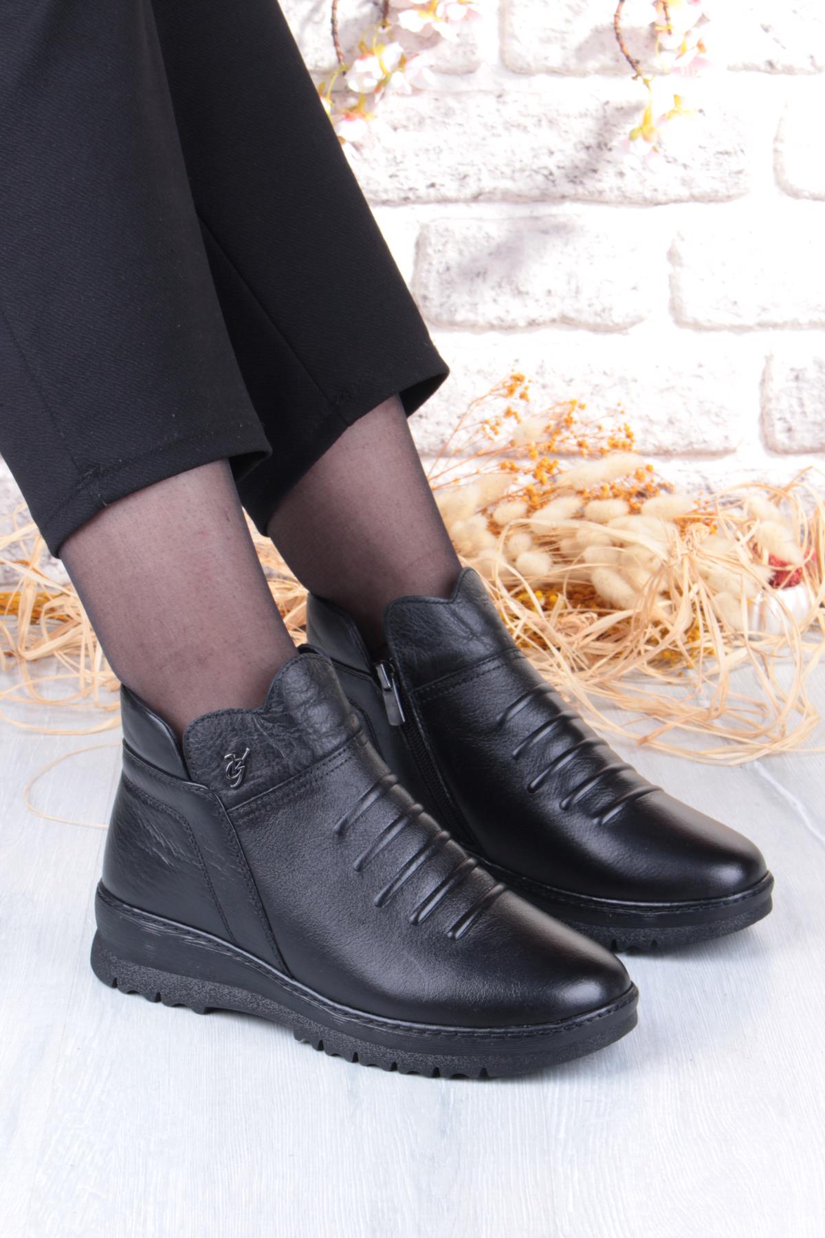 B001 Rahat Esnek Kaymaz Taban Yumuşak Hakiki Deri Kadın Bot - Görsel 2