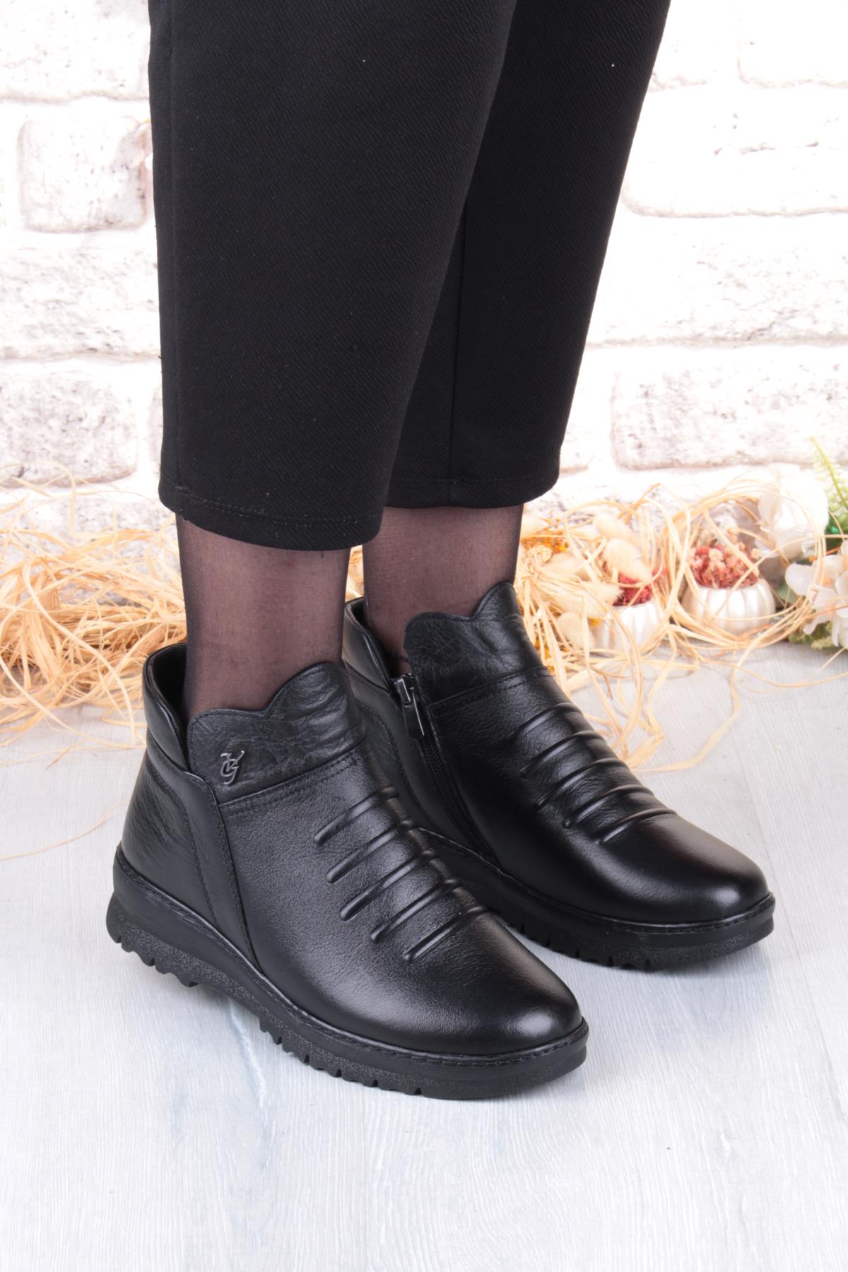 B001 Rahat Esnek Kaymaz Taban Yumuşak Hakiki Deri Kadın Bot - Görsel 5