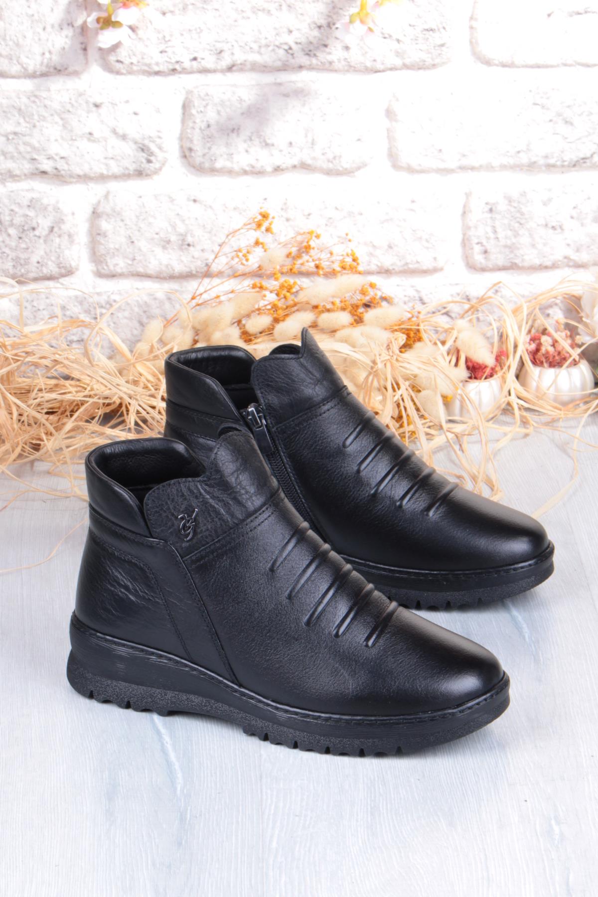 B001 Rahat Esnek Kaymaz Taban Yumuşak Hakiki Deri Kadın Bot - Görsel 7