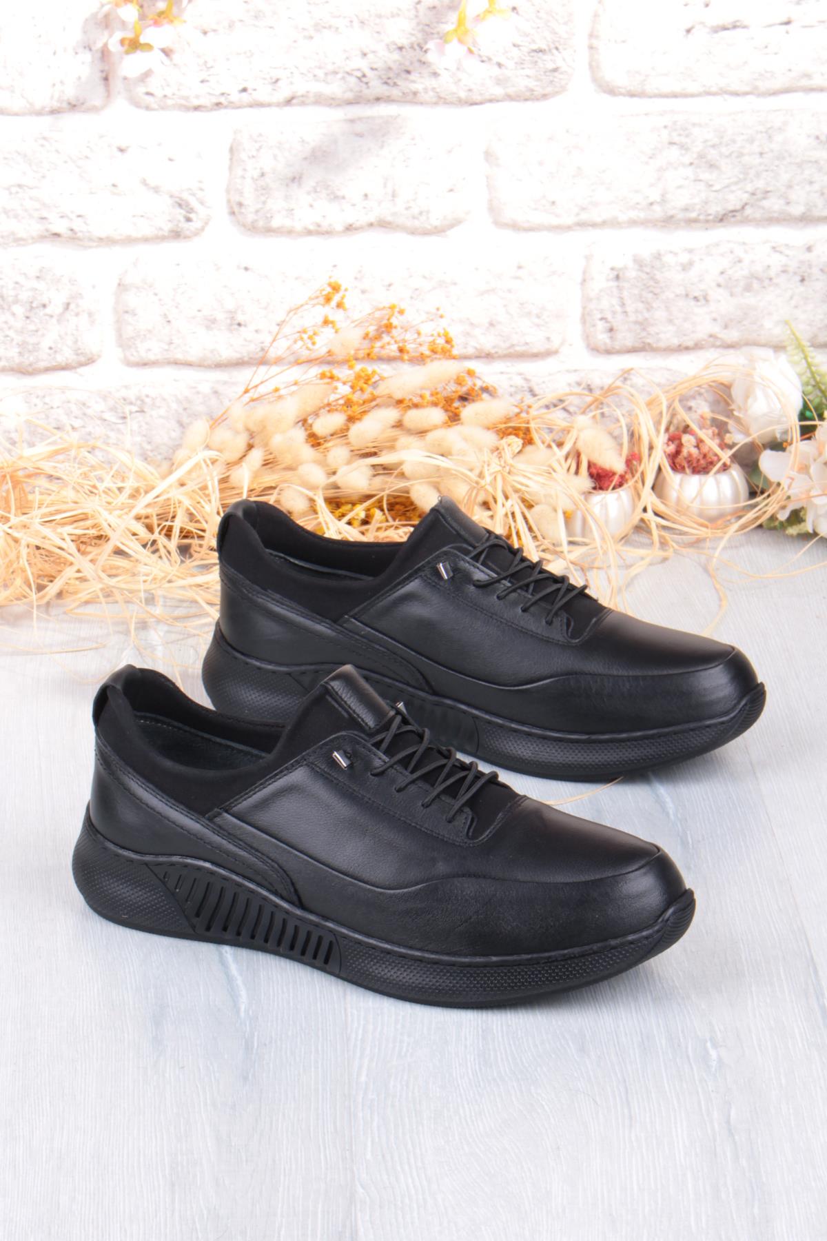 32860 Face Rahat Lastik Bağcıklı Kauçuk Taban Hakiki Deri Erkek Ayakkabı - Görsel 2