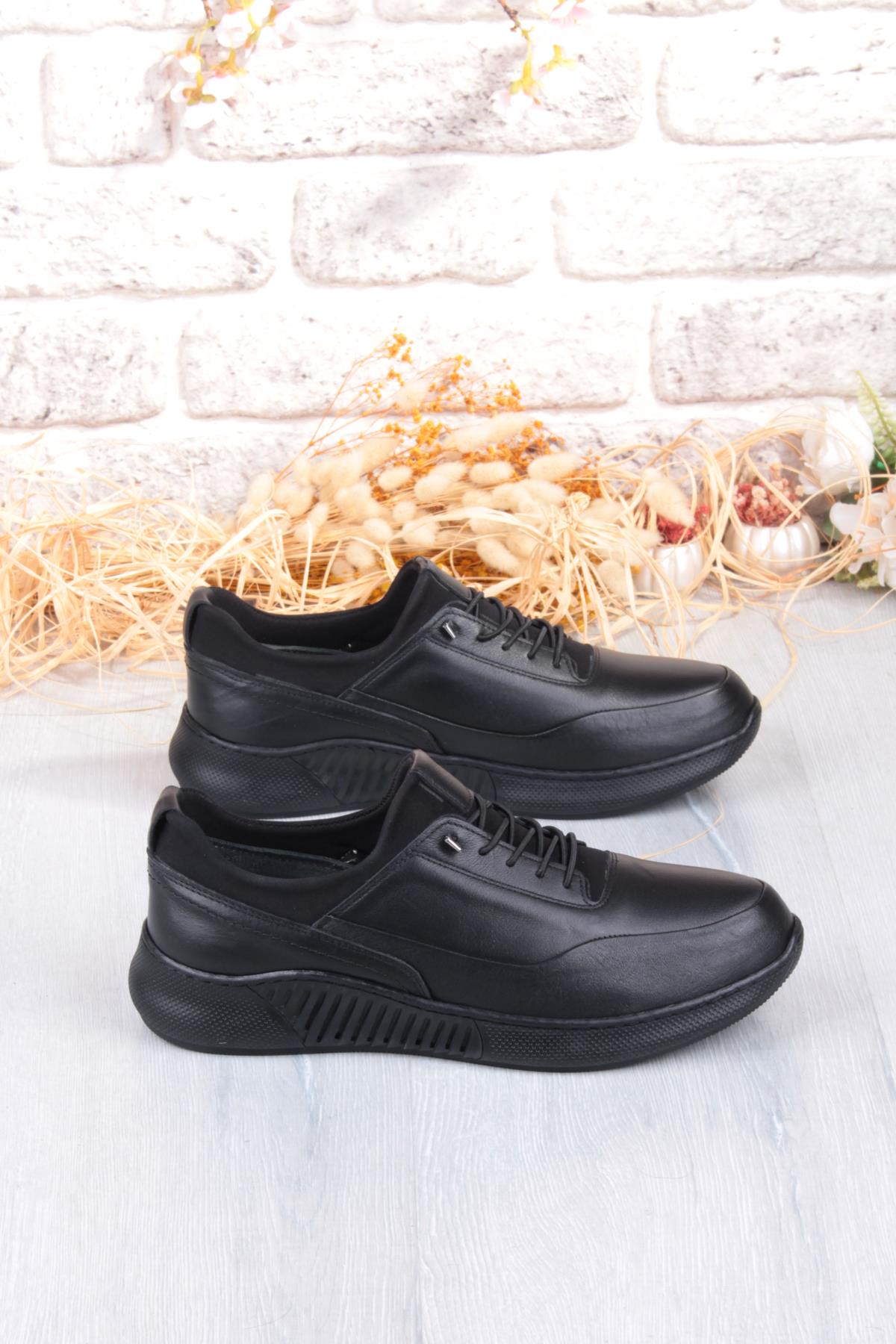 32860 Face Rahat Lastik Bağcıklı Kauçuk Taban Hakiki Deri Erkek Ayakkabı - Görsel 3