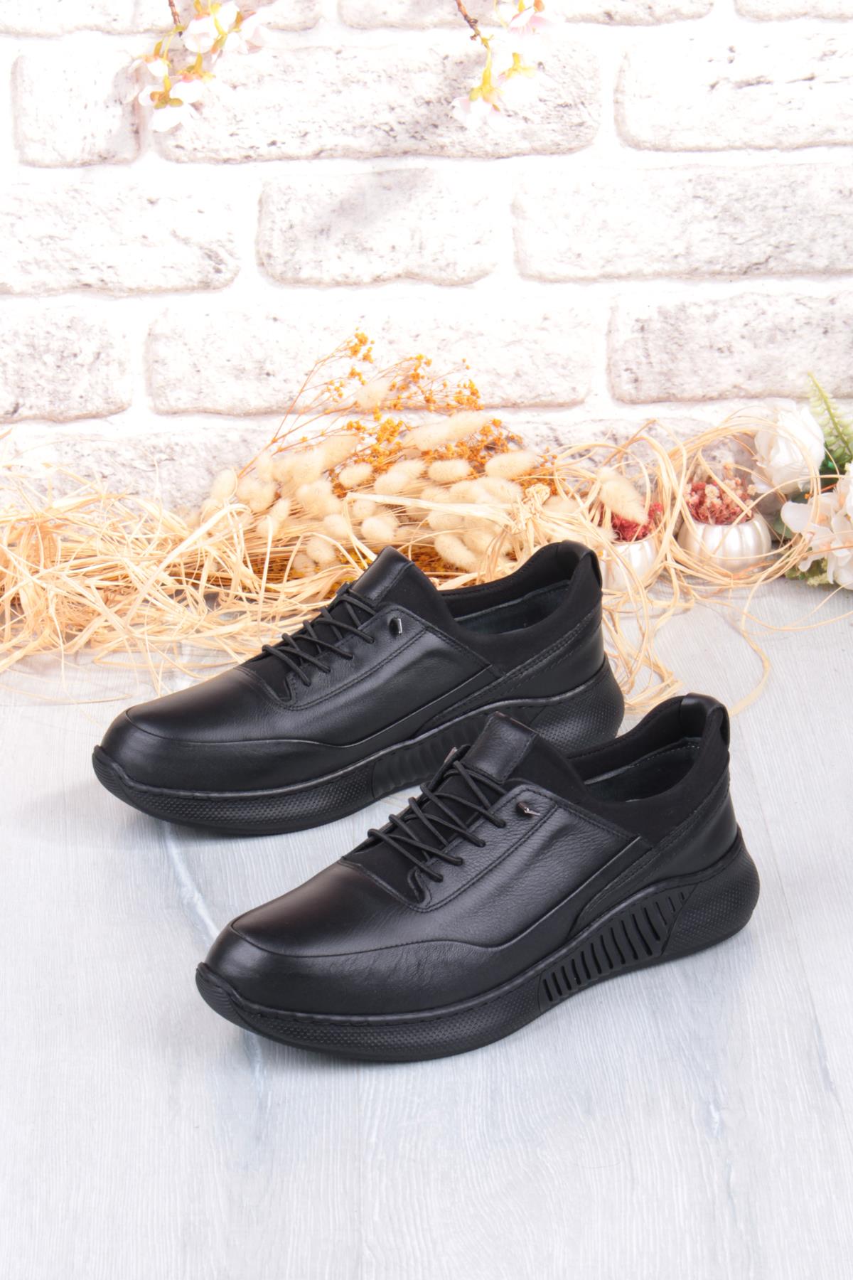 32860 Face Rahat Lastik Bağcıklı Kauçuk Taban Hakiki Deri Erkek Ayakkabı - Görsel 5