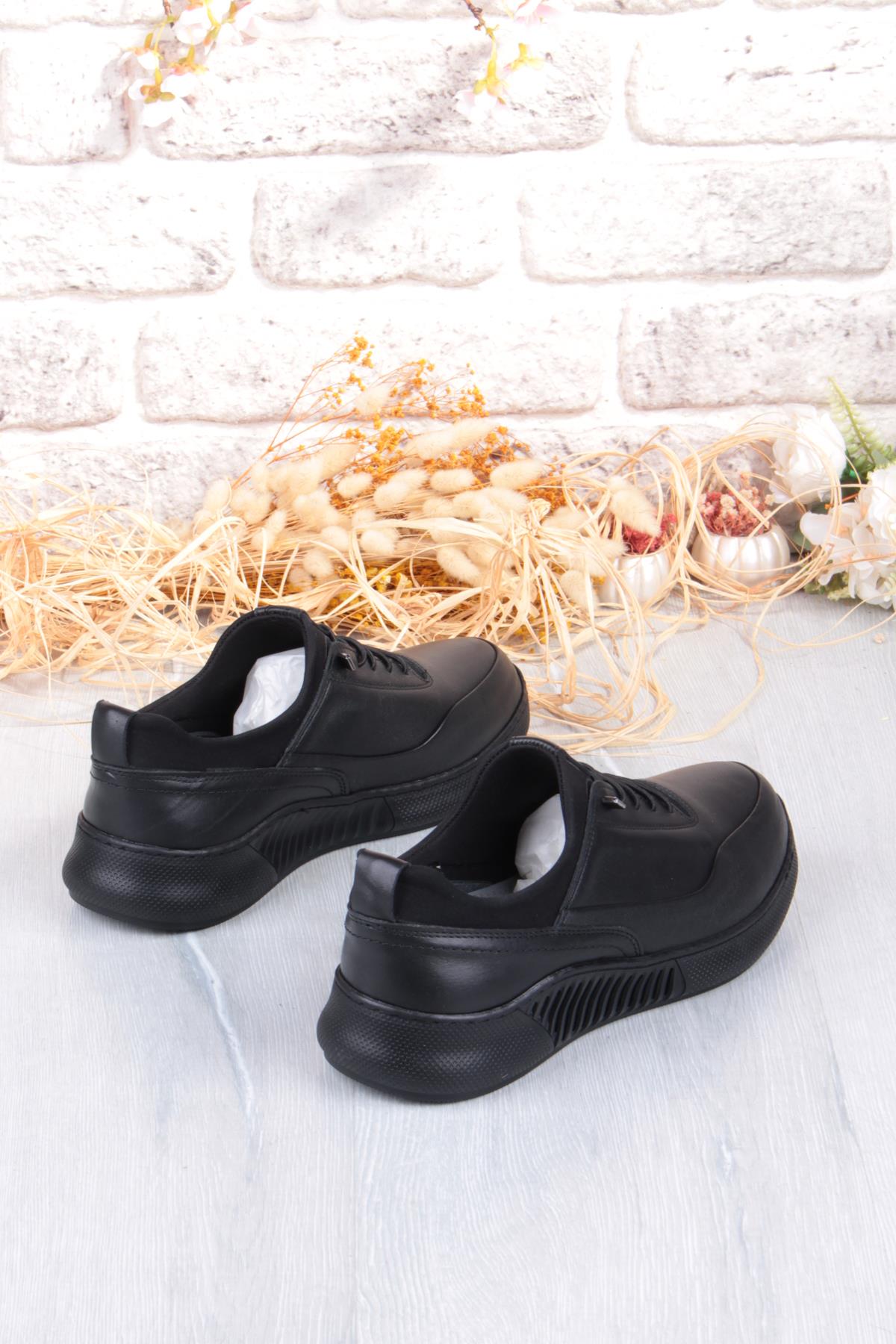 32860 Face Rahat Lastik Bağcıklı Kauçuk Taban Hakiki Deri Erkek Ayakkabı - Görsel 6