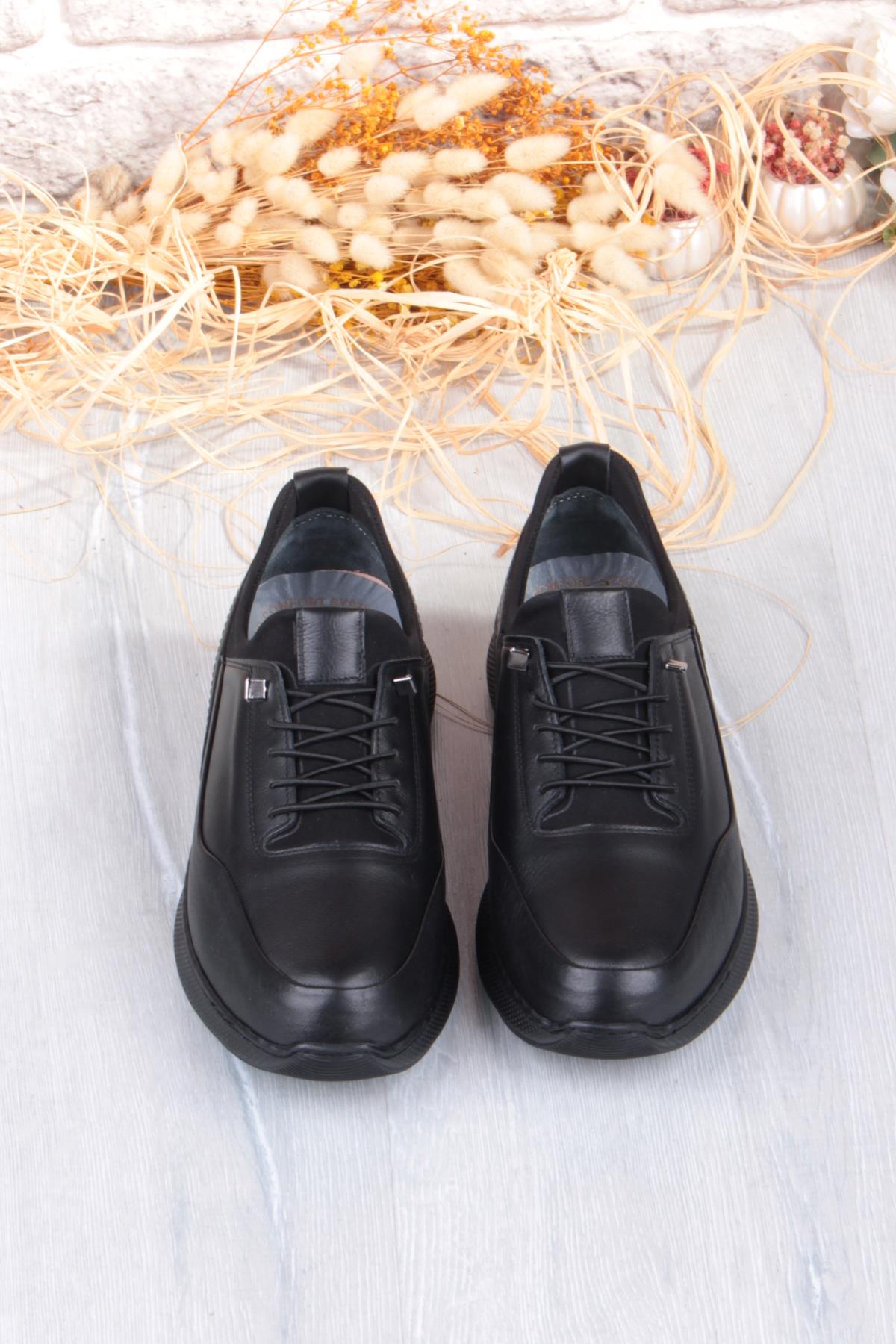 32860 Face Rahat Lastik Bağcıklı Kauçuk Taban Hakiki Deri Erkek Ayakkabı - Görsel 8