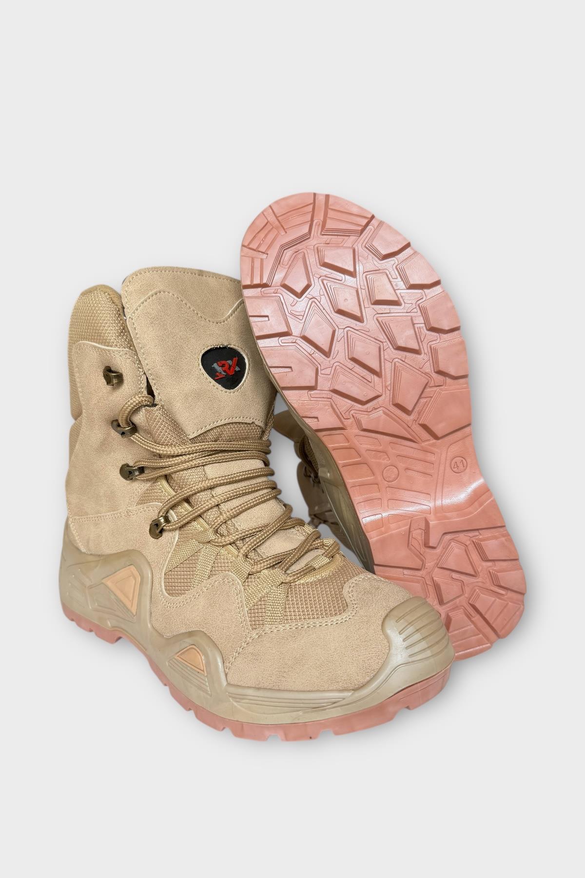 Kışlık Çöl Botu Taktikal Su Geçirmez ve Kaymaz Taban ErkekTrekking & Outdoor Bot BEJ - Görsel 8