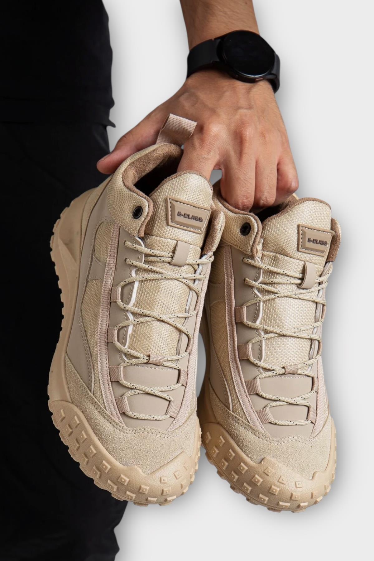 Deri Görünümlü Erkek Trekking &amp; Outdoor Bot Ayakkabı BEJ - Görsel 4