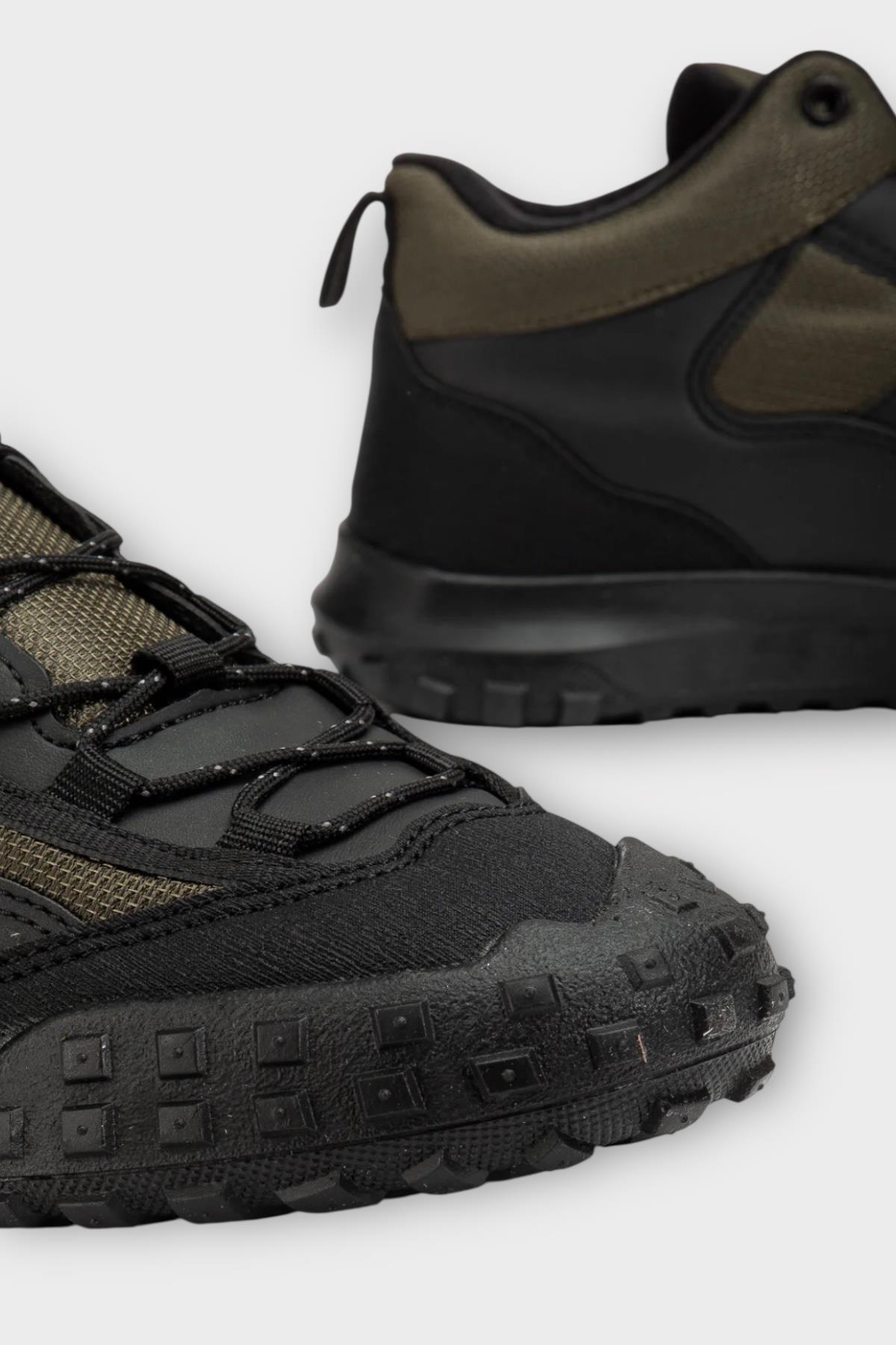 Deri Görünümlü Erkek Trekking &amp; Outdoor Bot Ayakkabı SİYAH - HAKİ - Görsel 5