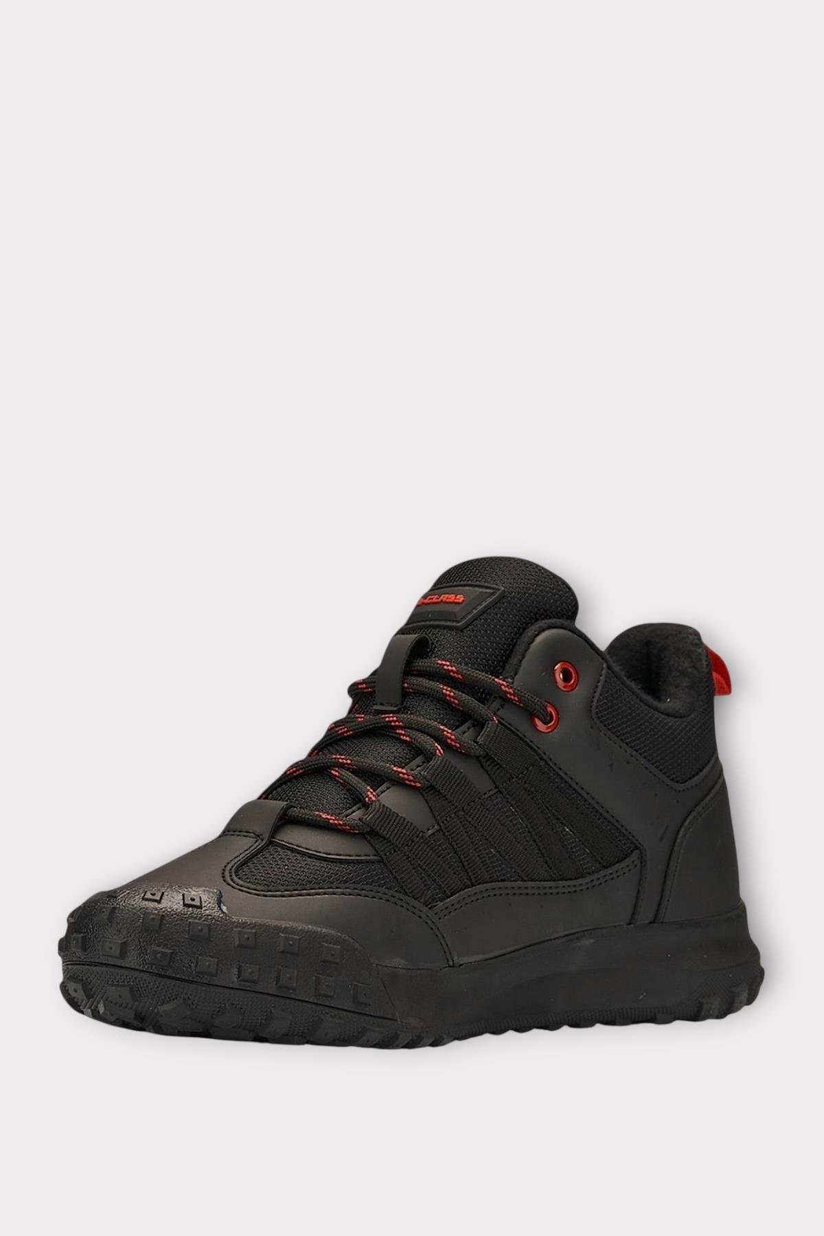 Su ve Soğuğa Dayanıklı Erkek Trekking Outdoor Bot SİYAH - KIRMIZI - Görsel 4