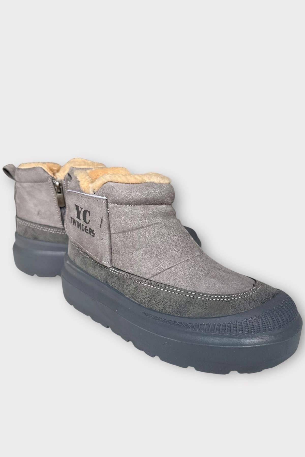 Nubuk İçi Kürklü Kalın Taban Kadın Bot FÜME - Görsel 3