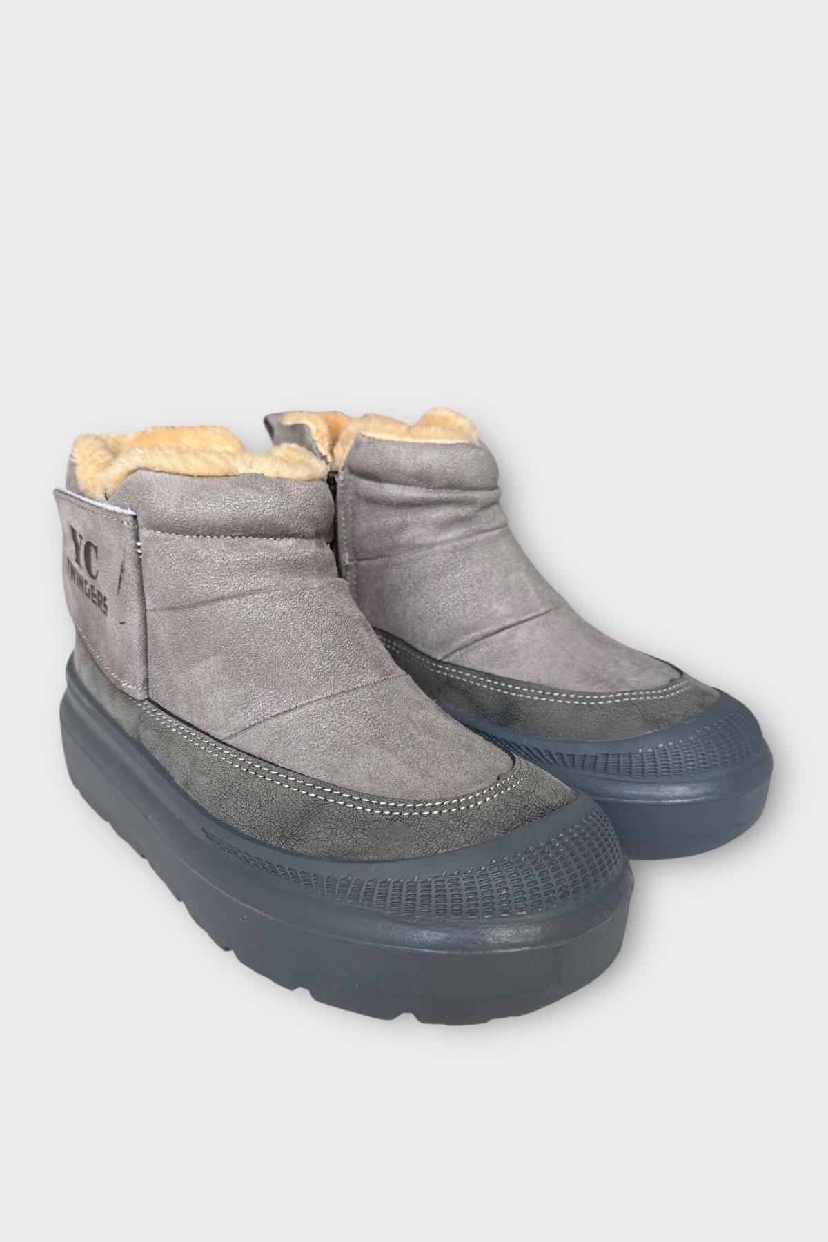 Nubuk İçi Kürklü Kalın Taban Kadın Bot FÜME - Görsel 4