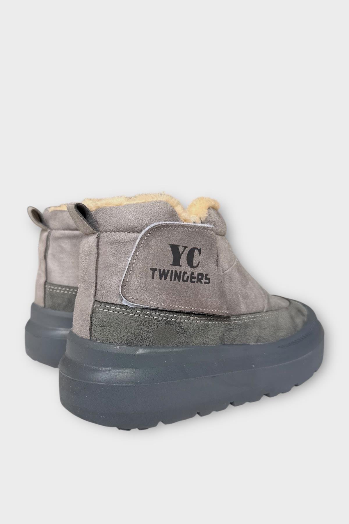 Nubuk İçi Kürklü Kalın Taban Kadın Bot FÜME - Görsel 6