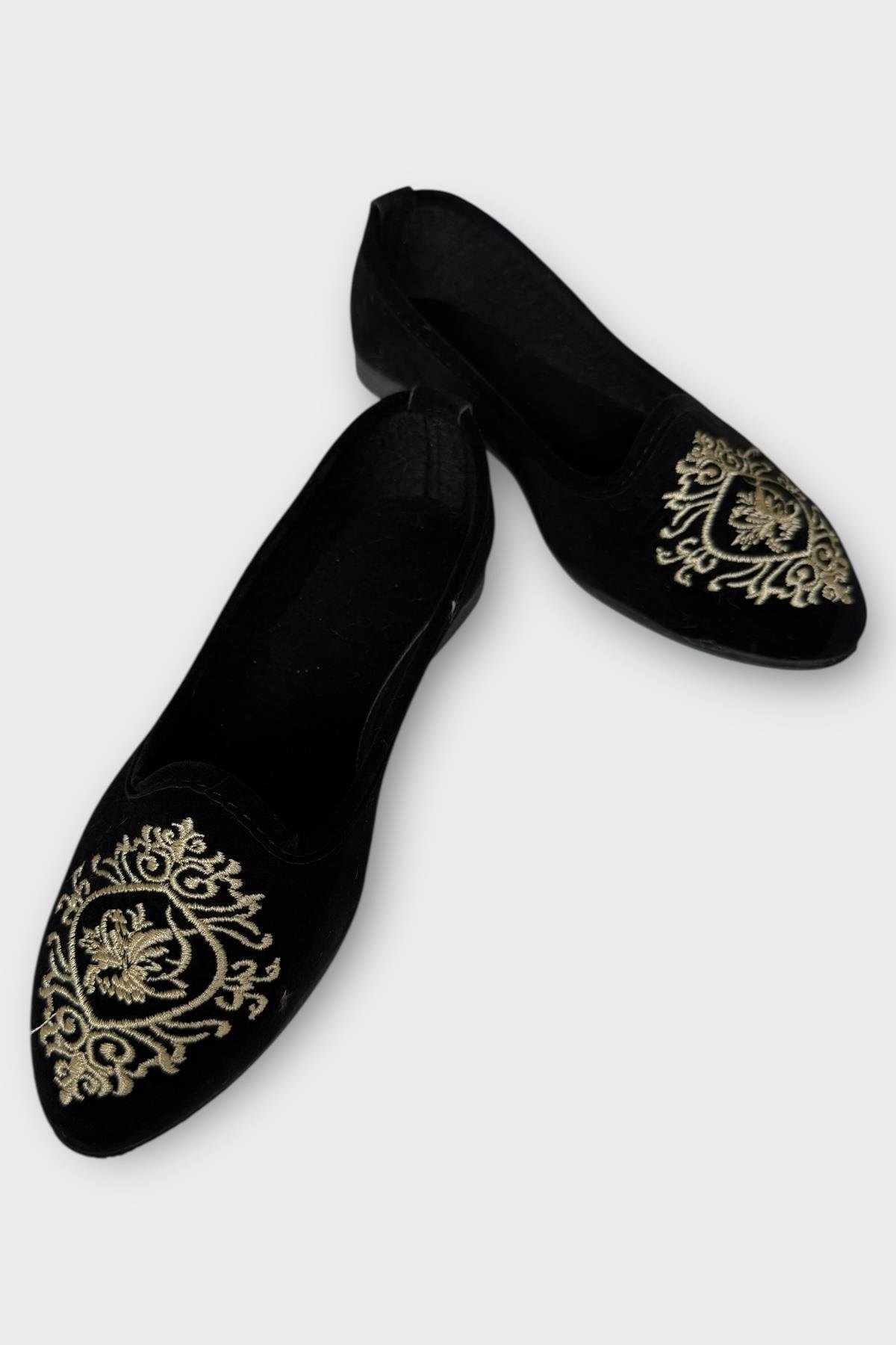 Kadın Günlük Nakış Detaylı Ev Babet SİYAH - BEYAZ - Görsel 5