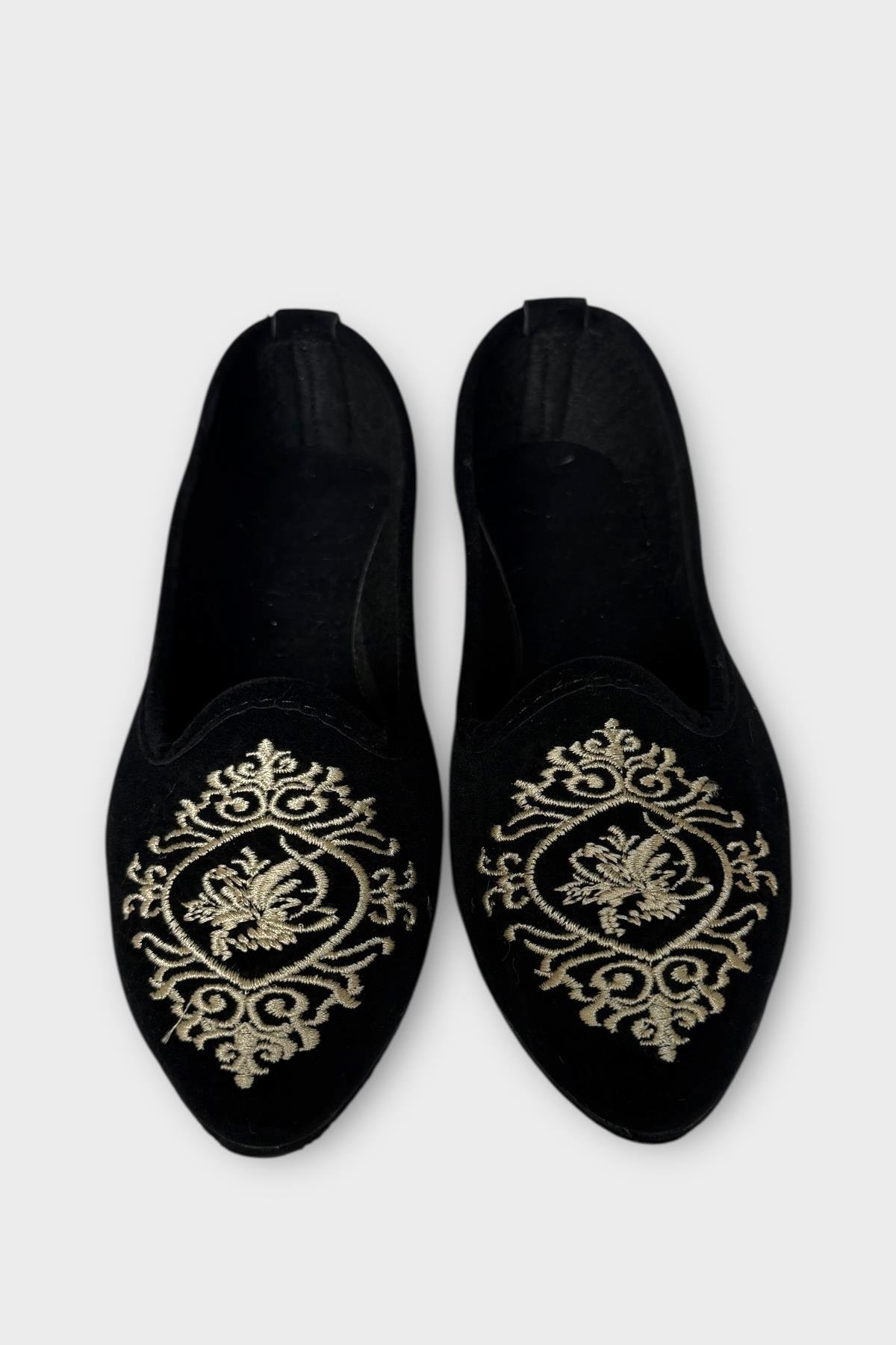 Kadın Günlük Nakış Detaylı Ev Babet SİYAH - BEYAZ - Görsel 7