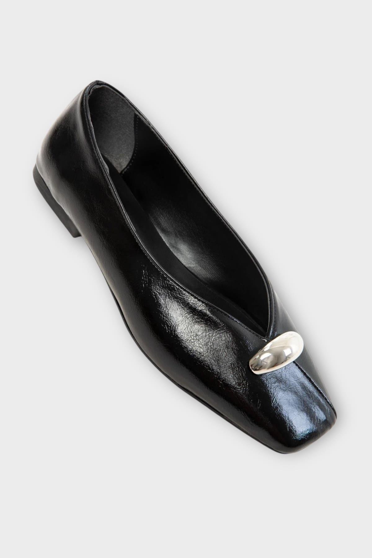 Kare Burun Toka Detaylı Kadın Babet SİYAH - Görsel 6