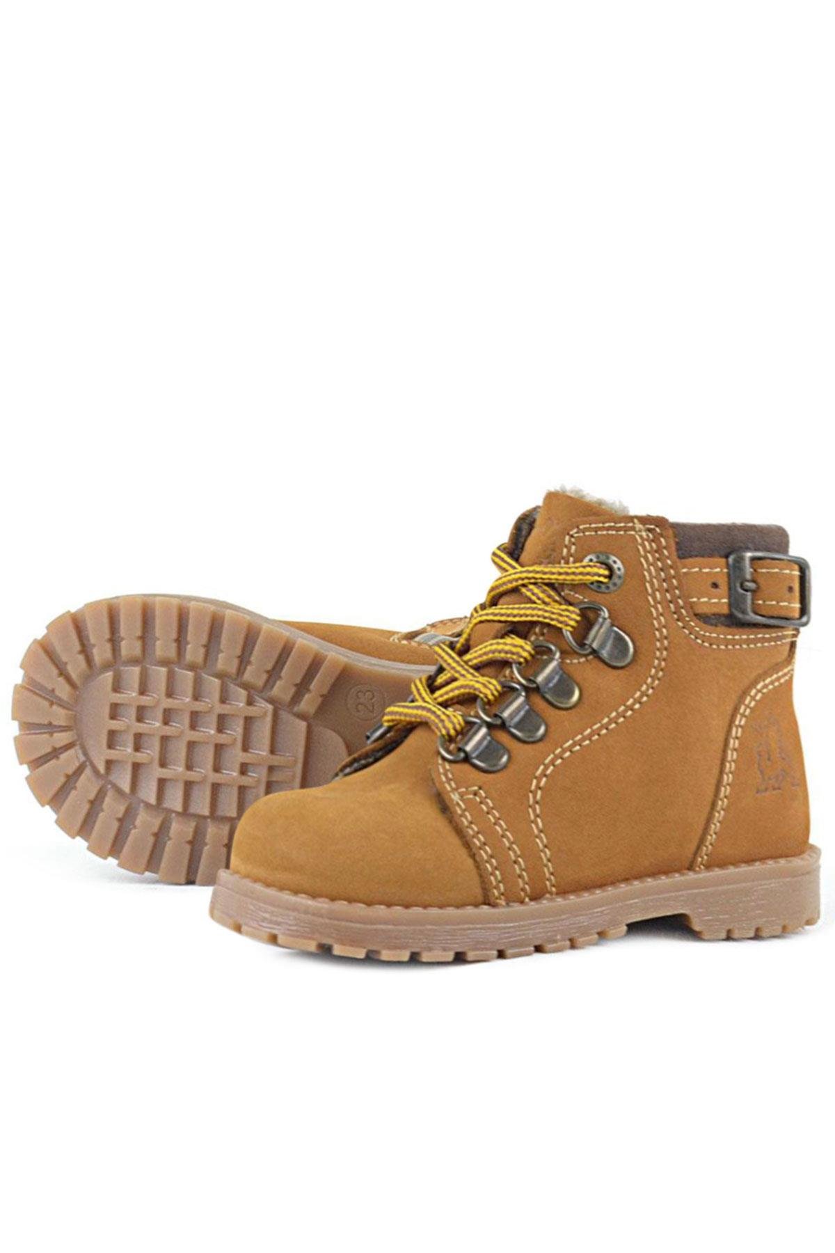 Griffon Hakiki Deri Sarı Kürklü Çocuk Bot - Görsel 4