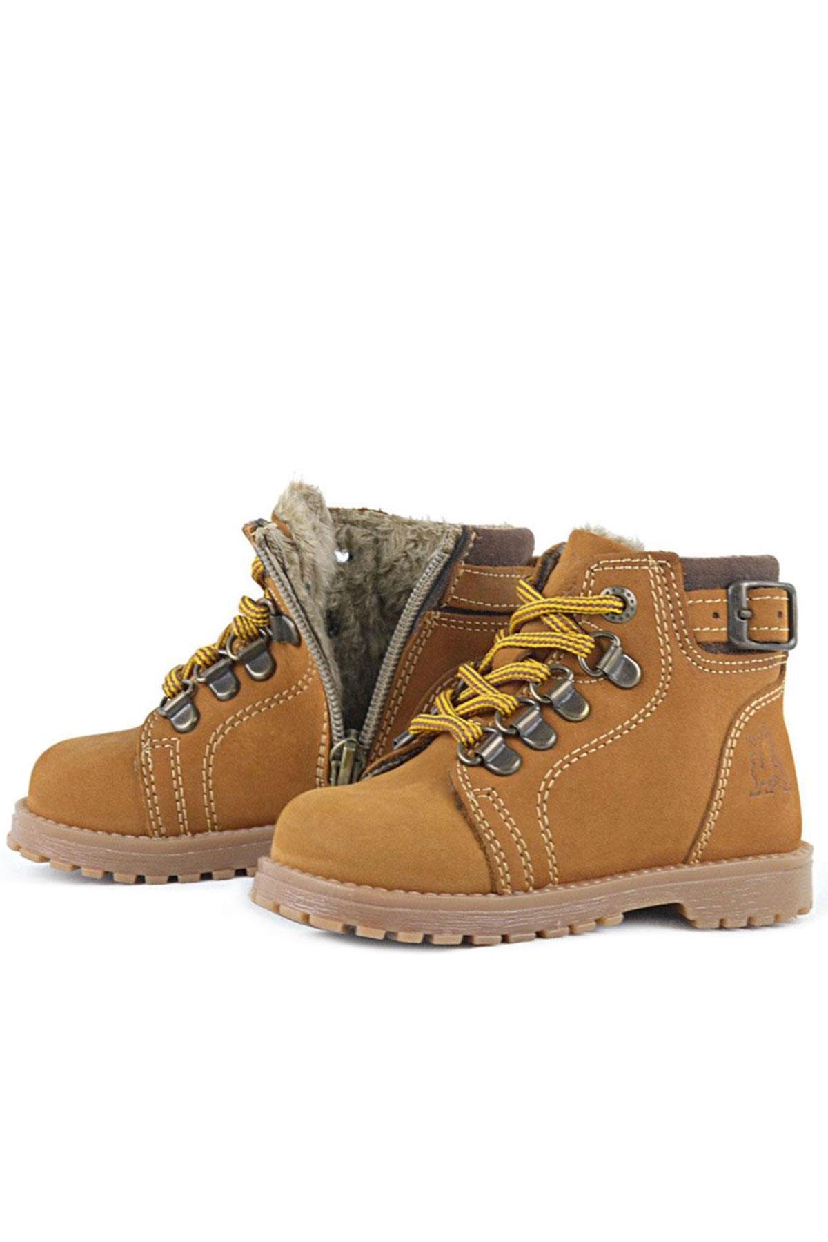 Griffon Hakiki Deri Sarı Kürklü Çocuk Bot - Görsel 5