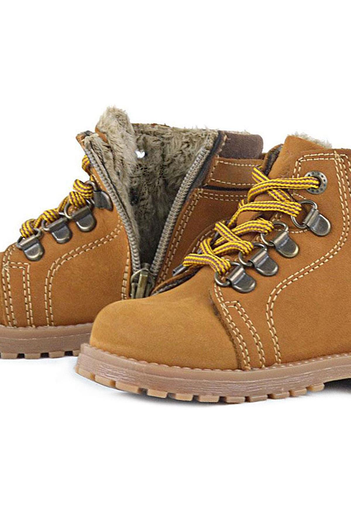 Griffon Hakiki Deri Sarı Kürklü Çocuk Bot - Görsel 8