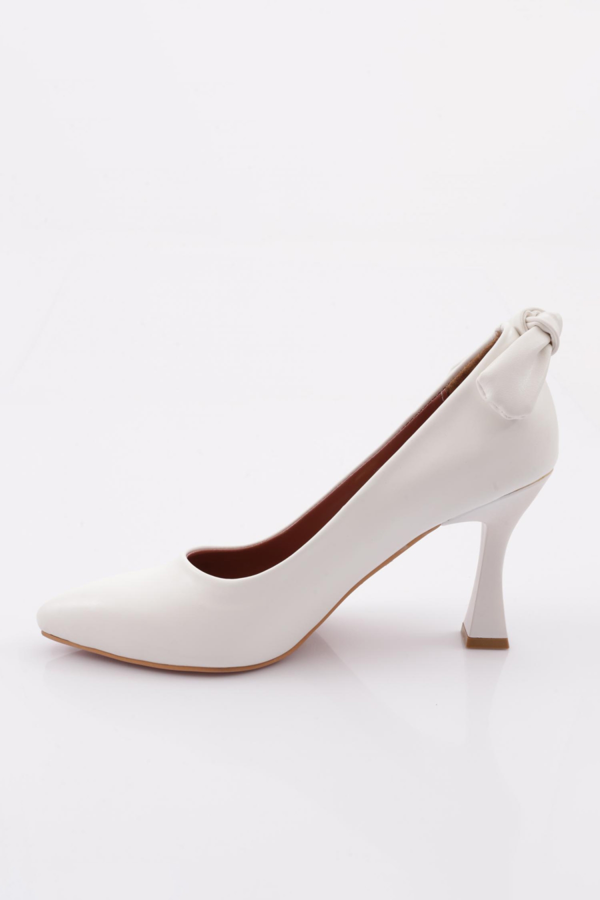 700 Kadin Sivri Burun Parmak Dekolteli Arka Fiyonklu Kadeh Topuk Ayakkabi - Görsel 4