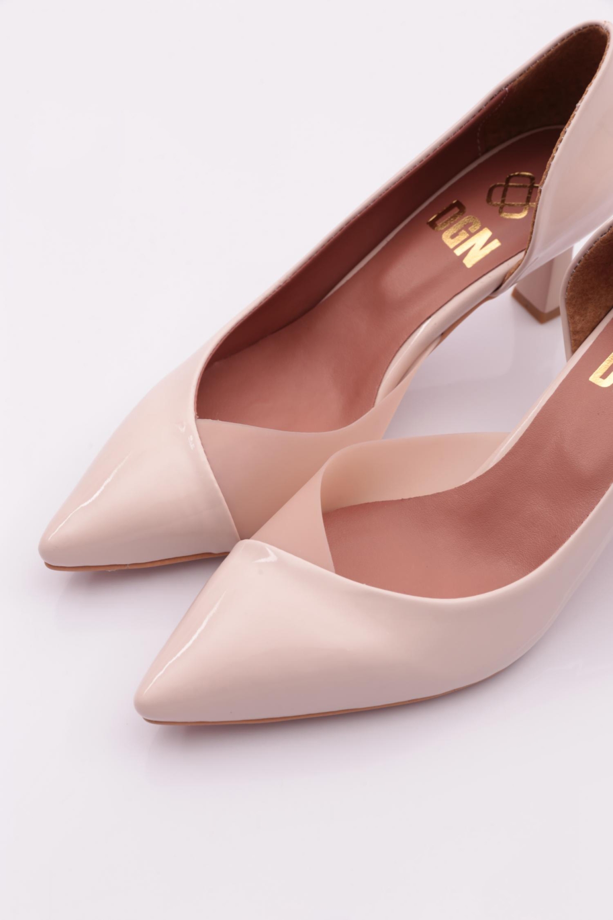 353 Kadin Yani Transparan Sivri Burun Parmak Dekolteli Topuklu Ayakkabi - Görsel 5