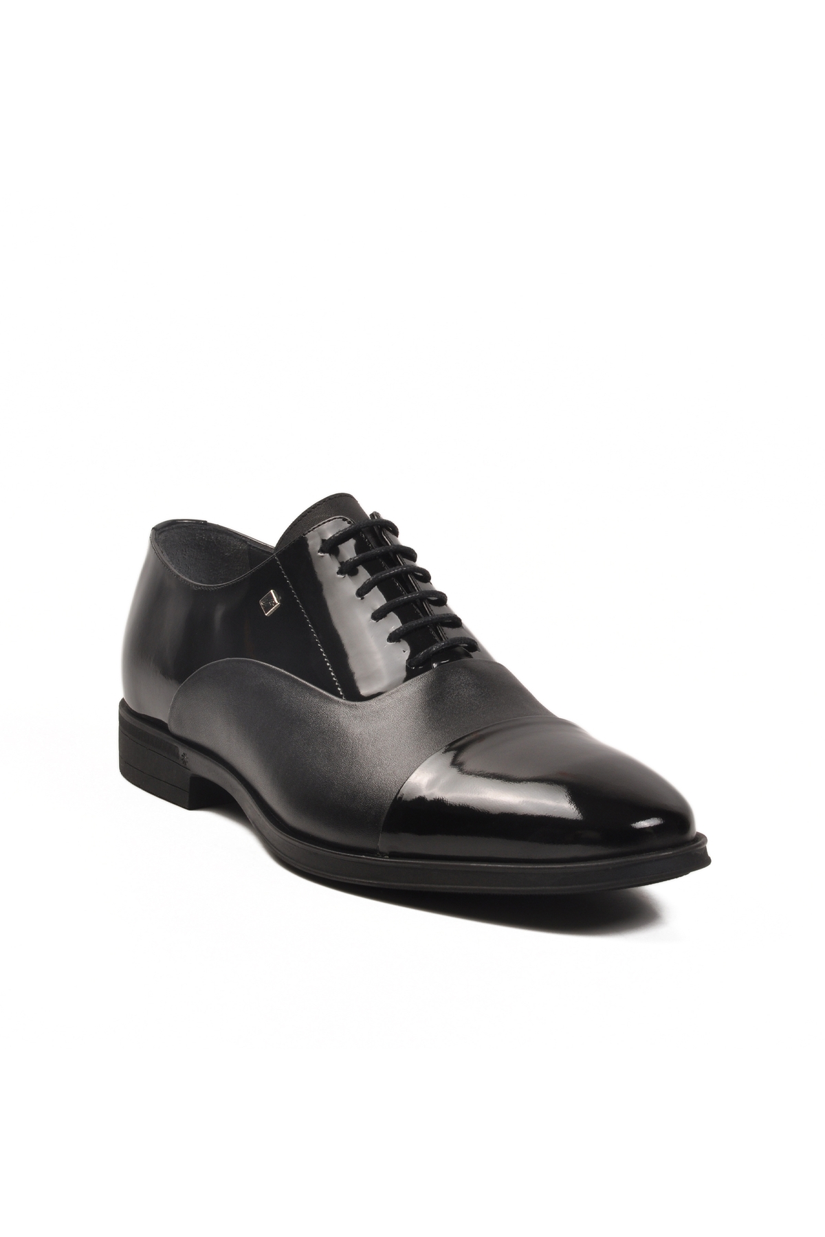 Siyah Rugan Hakiki Deri Büyük Numara Erkek Klasik Ayakkabı - Görsel 4