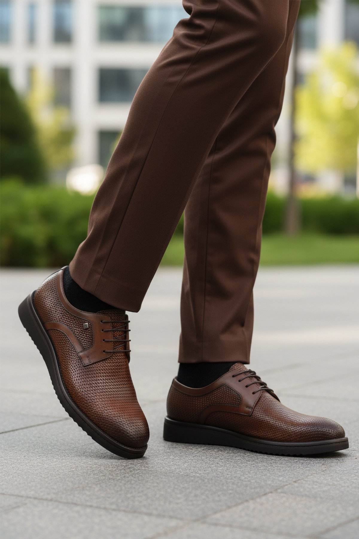 Taba Hakiki Deri Bağcıklı Erkek Klasik Ayakkabı - Görsel 4