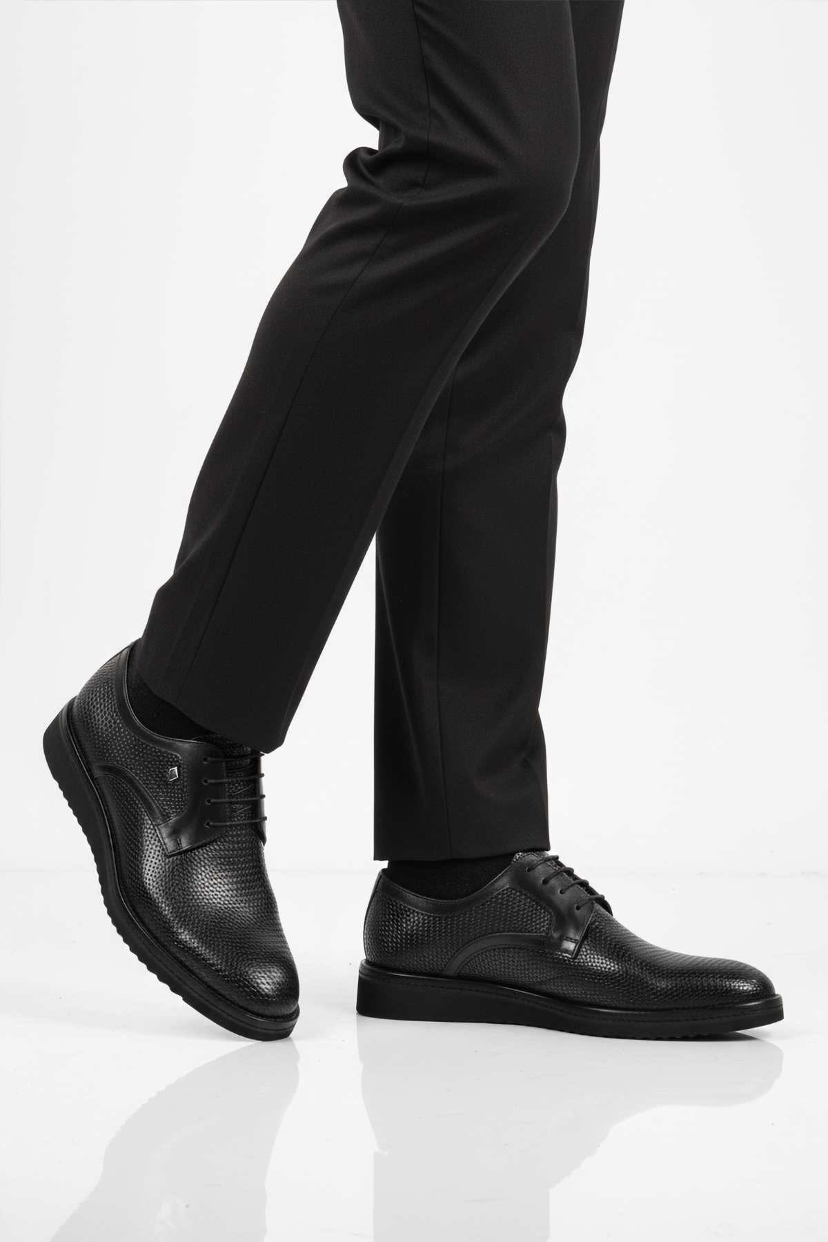 Siyah Hakiki Deri Bağcıklı Erkek Klasik Ayakkabı - Görsel 2