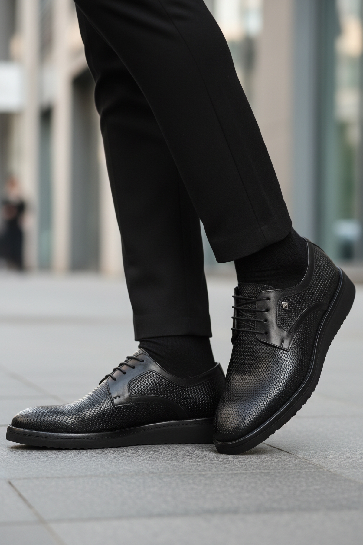 Siyah Hakiki Deri Bağcıklı Erkek Klasik Ayakkabı - Görsel 4