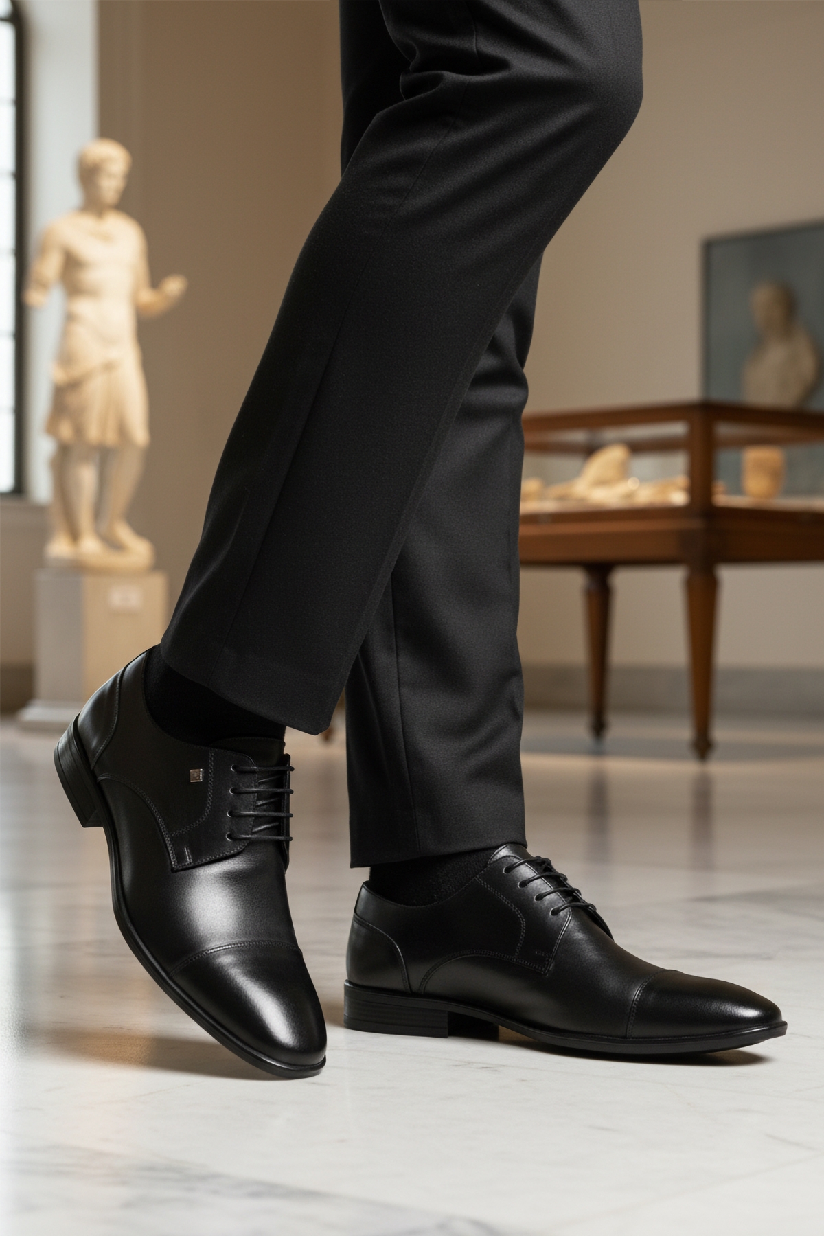 Siyah Hakiki Deri Erkek Klasik Ayakkabı - Görsel 4