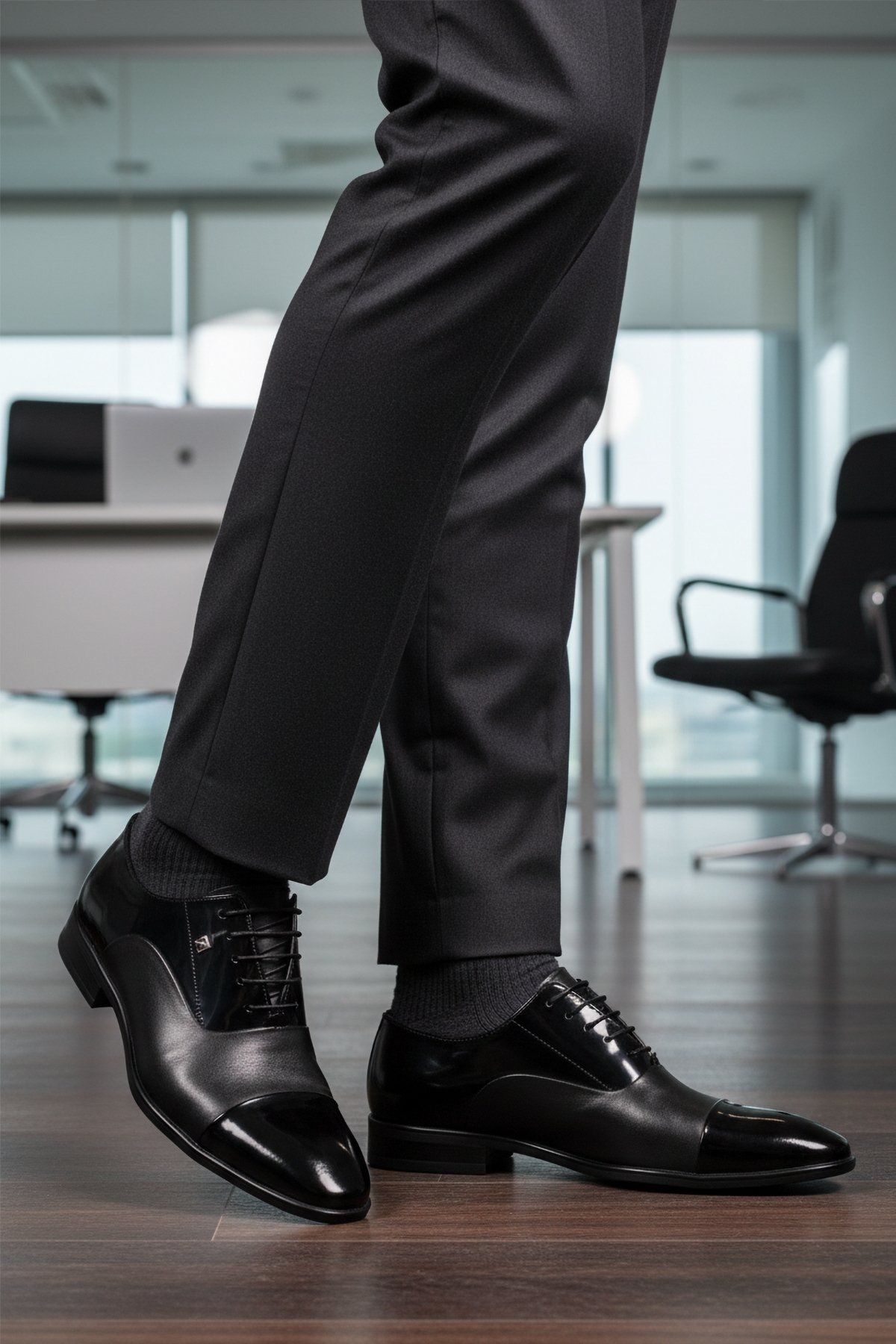 Siyah Rugan Hakiki Deri Erkek Klasik Ayakkabı - Görsel 4