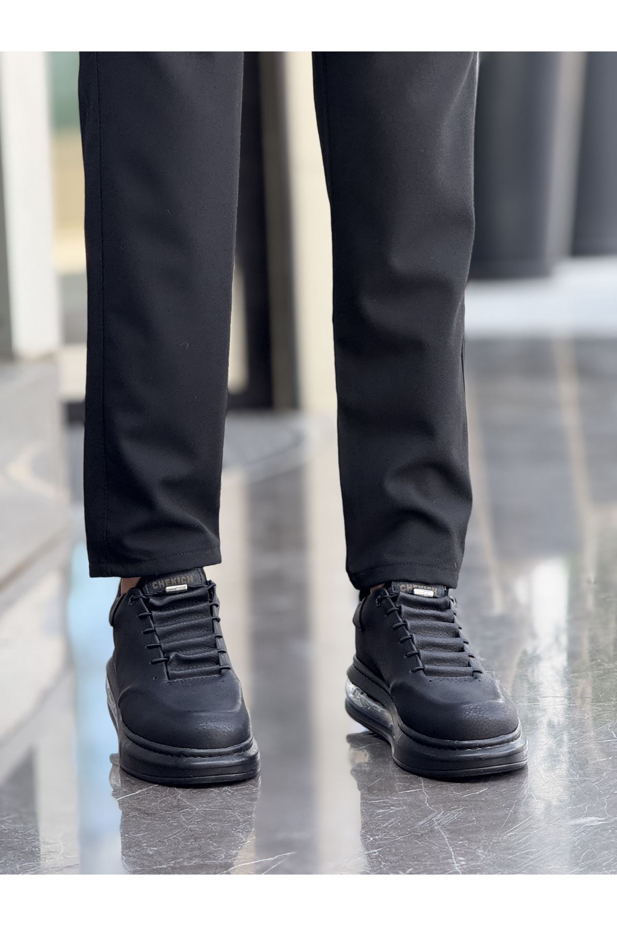 Bağcıklı Erkek Casual Ayakkabı Siyah (Siyah Taban) - Görsel 2
