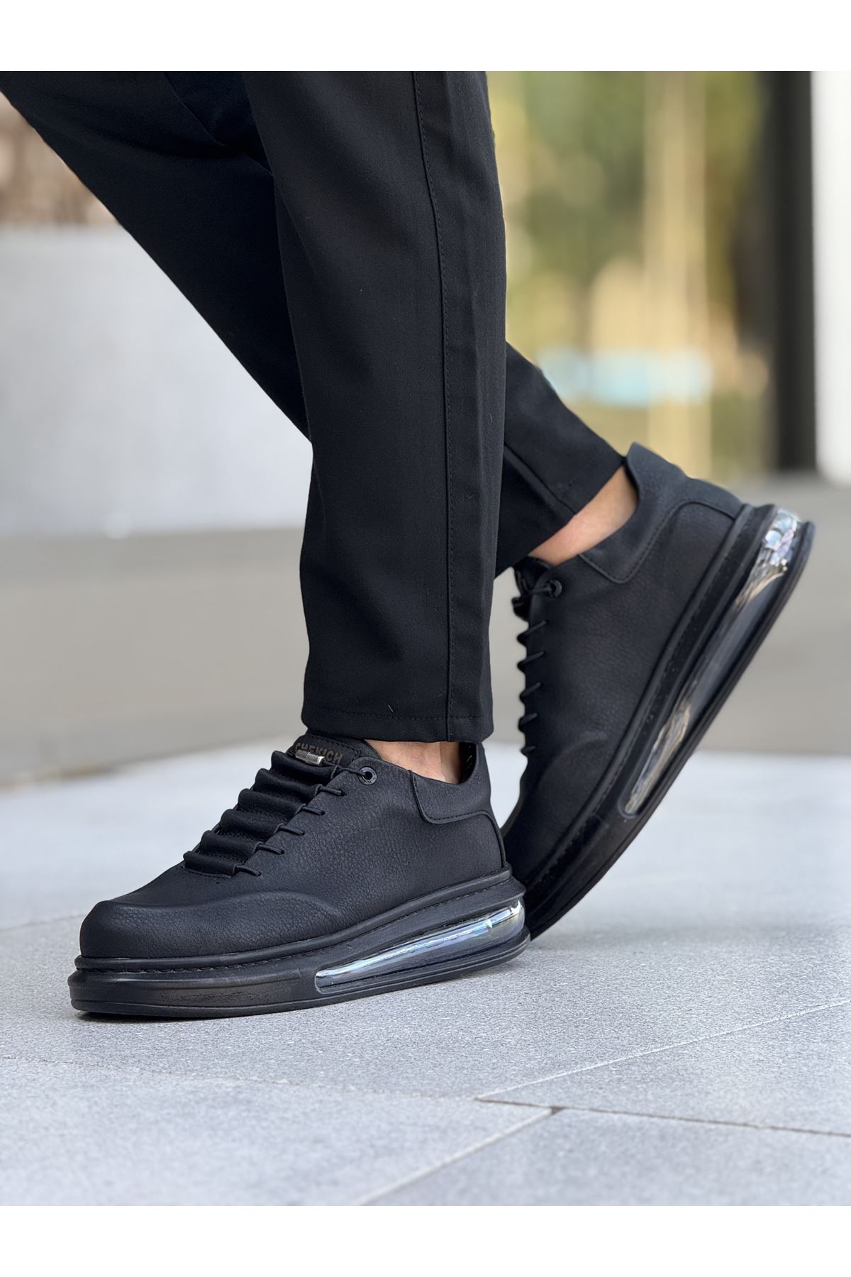 Bağcıklı Erkek Casual Ayakkabı Siyah (Siyah Taban) - Görsel 3