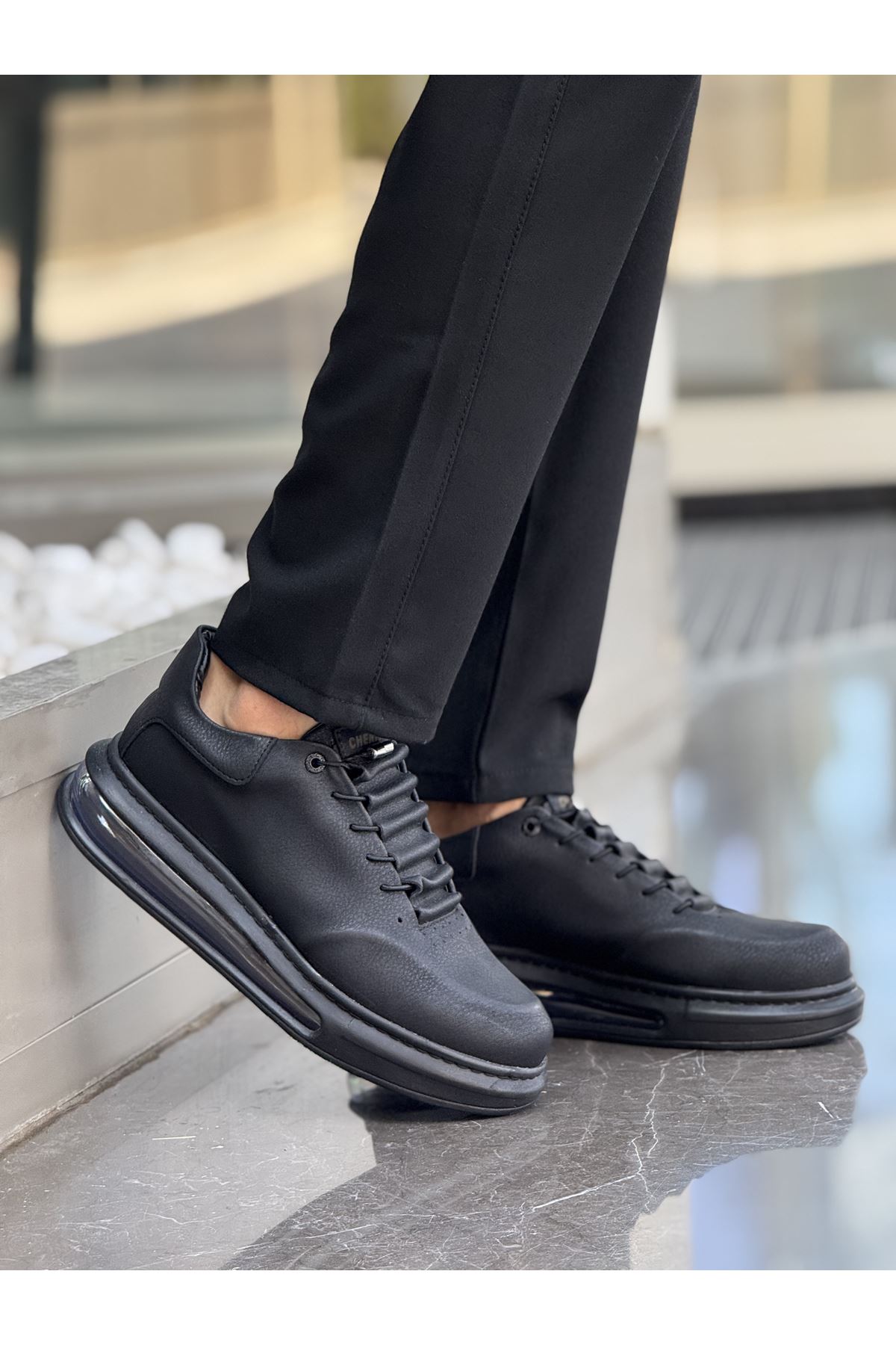 Bağcıklı Erkek Casual Ayakkabı Siyah (Siyah Taban) - Görsel 4