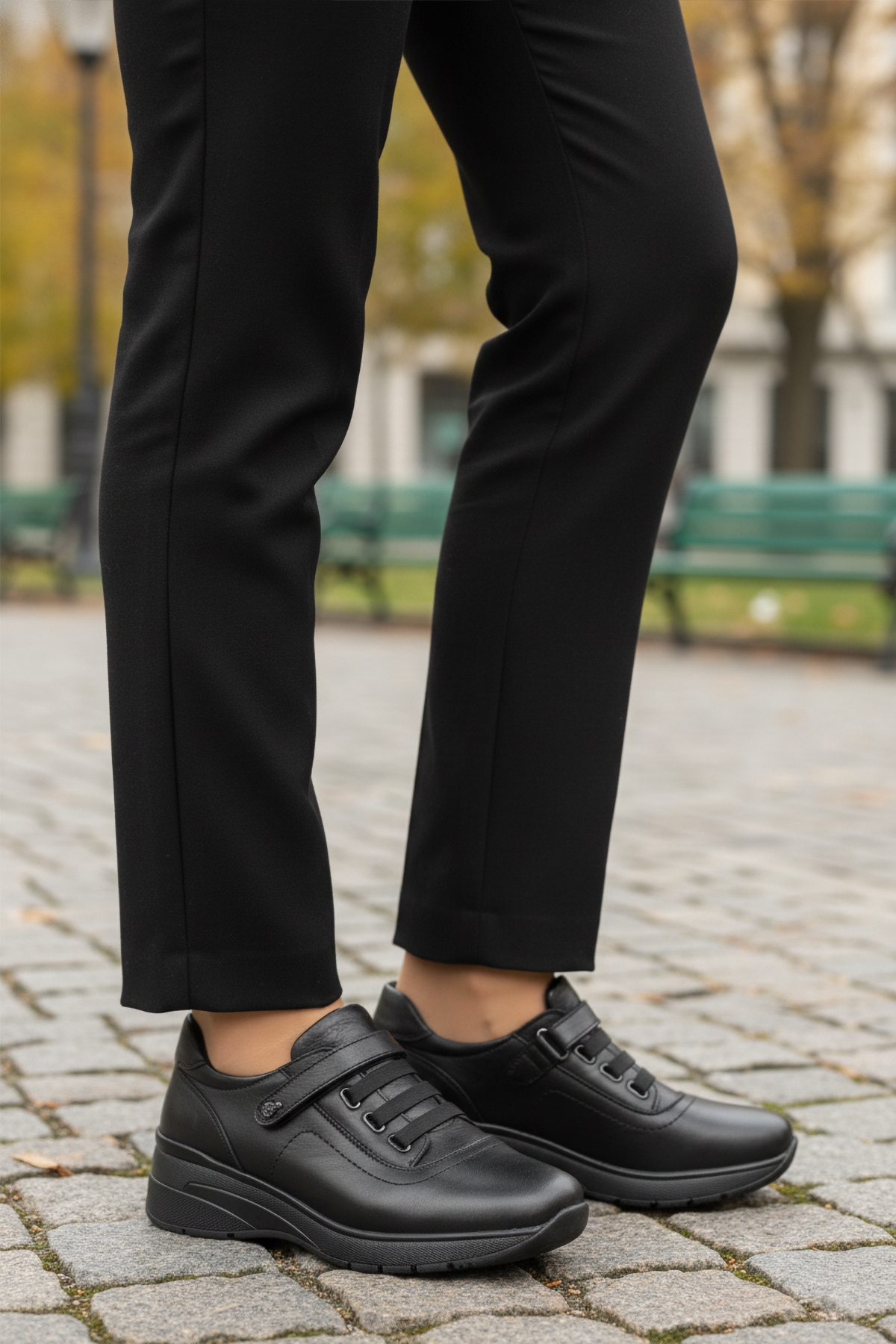 Aspor Siyah Hakiki Deri Kadın Casual Ayakkabı - Görsel 4