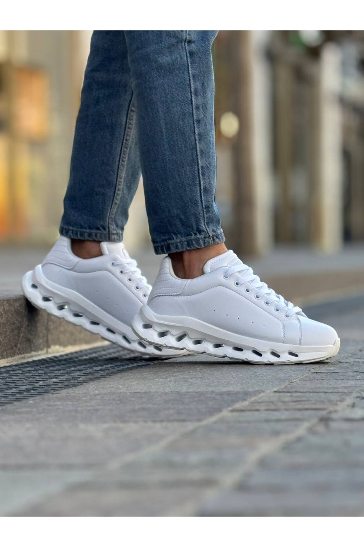 Bağcıklı Erkek Spor Ayakkabı Beyaz - Görsel 3