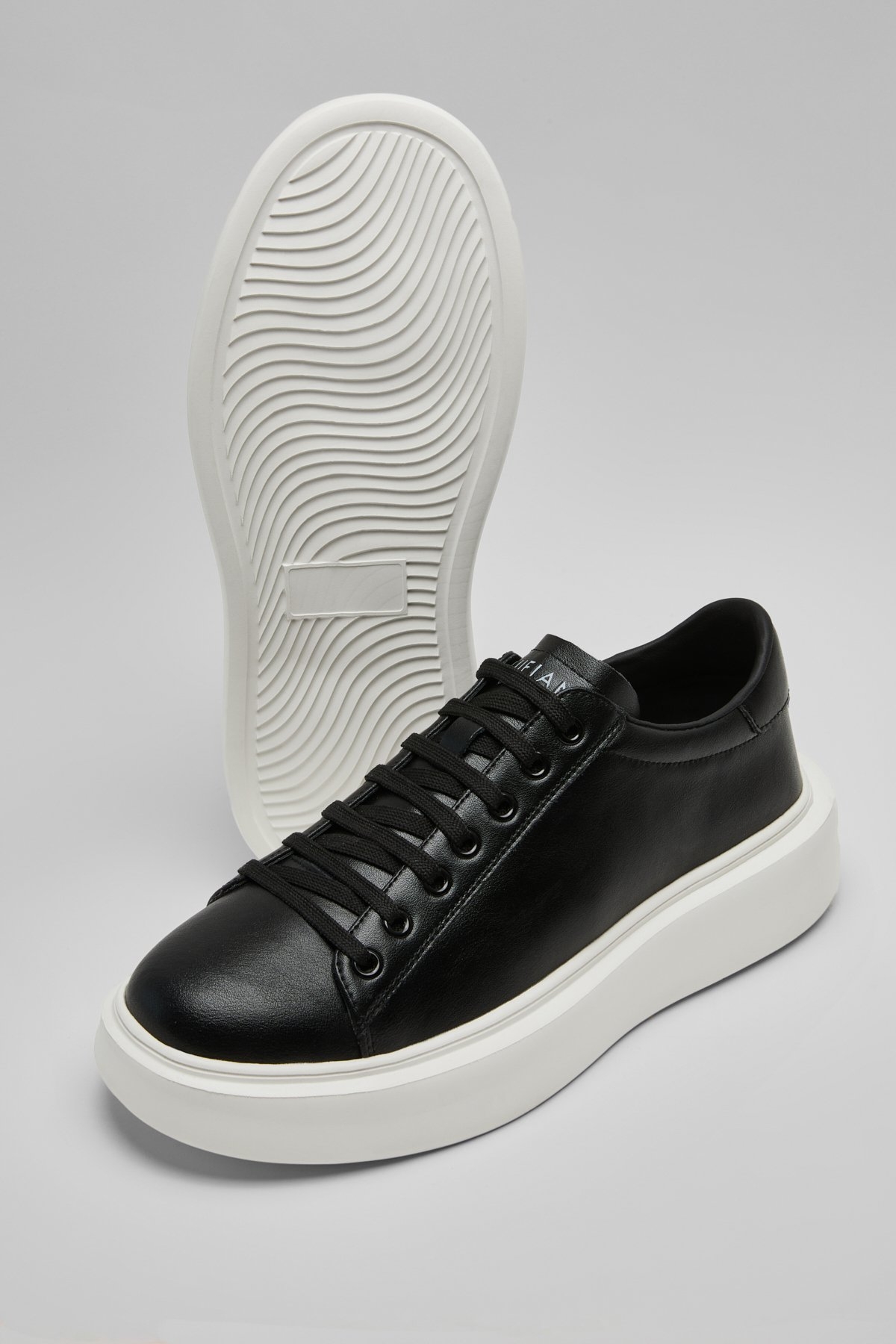 Siyah Hakiki Deri Bağcıklı Erkek Sneaker - Görsel 5