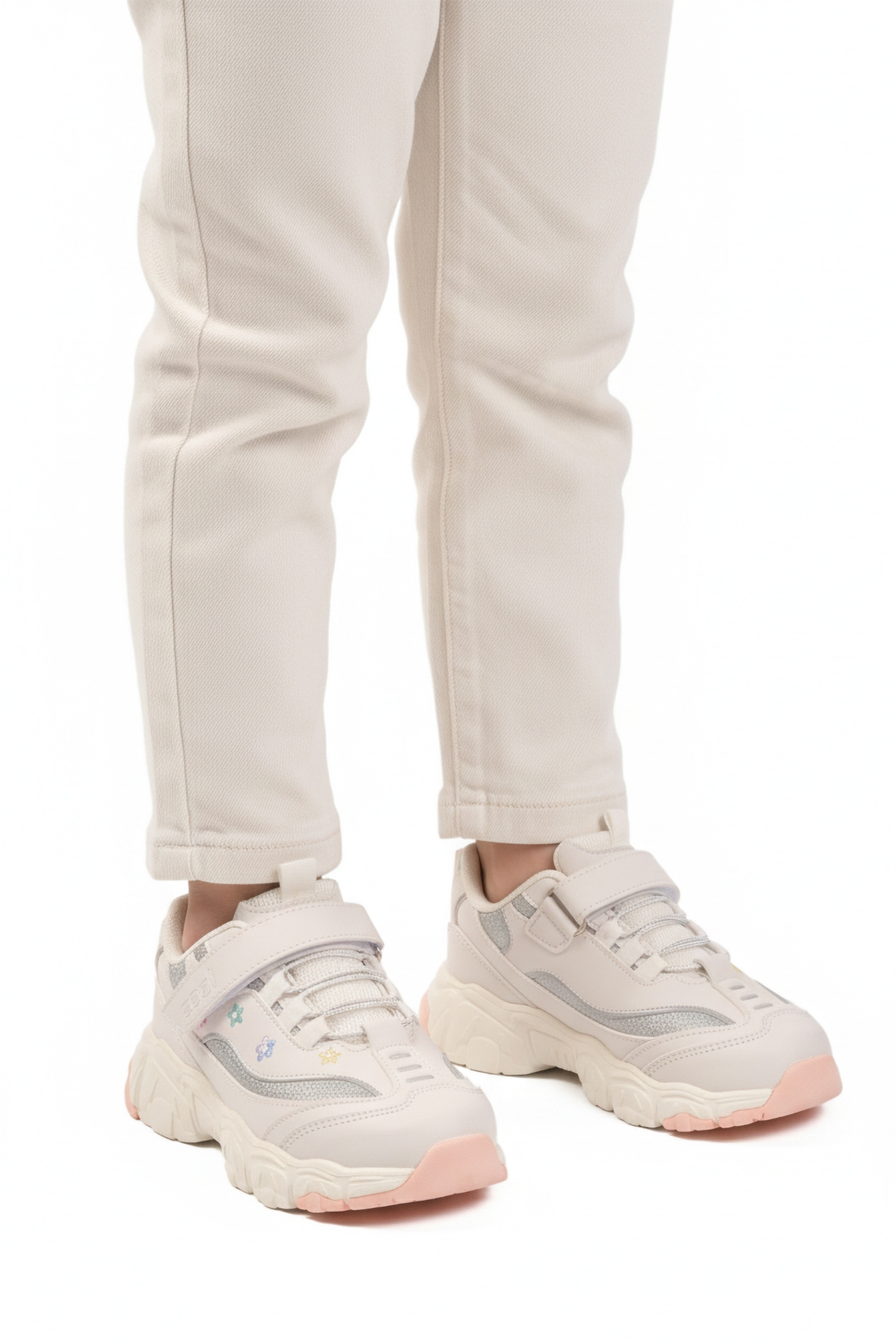 Beyaz Cırtlı Kız Çocuk Spor Ayakkabı - Görsel 2