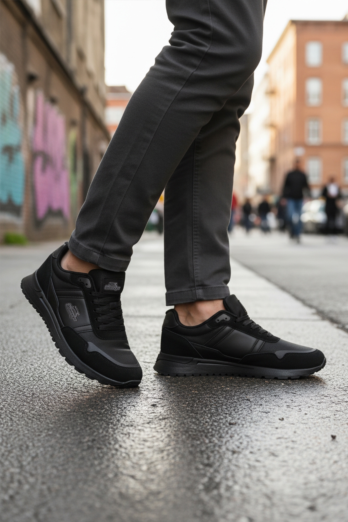 Siyah Bağcıklı Erkek Spor Ayakkabı - Görsel 4
