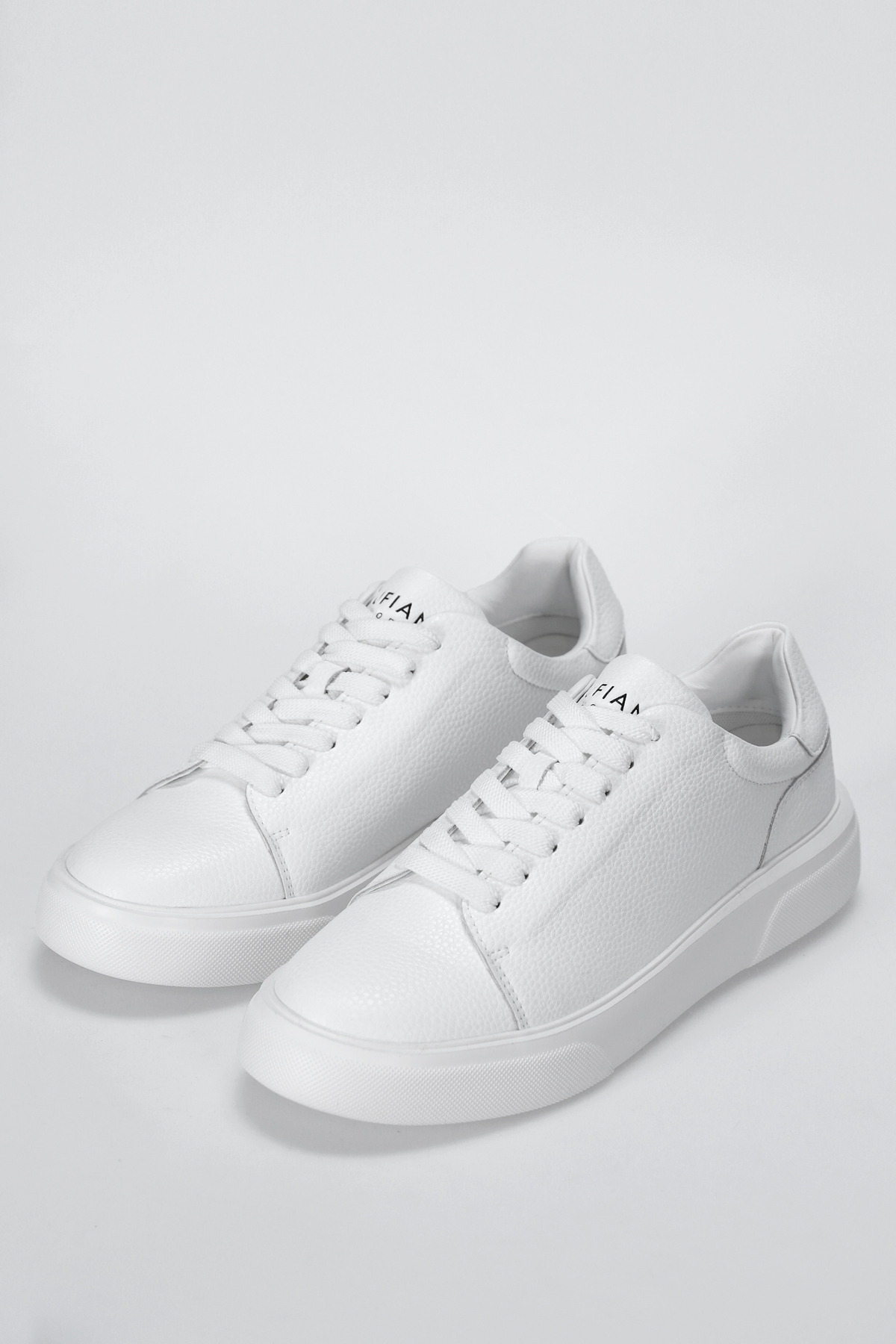 Beyaz Hakiki Deri Bağcıklı Erkek Sneaker - Görsel 3