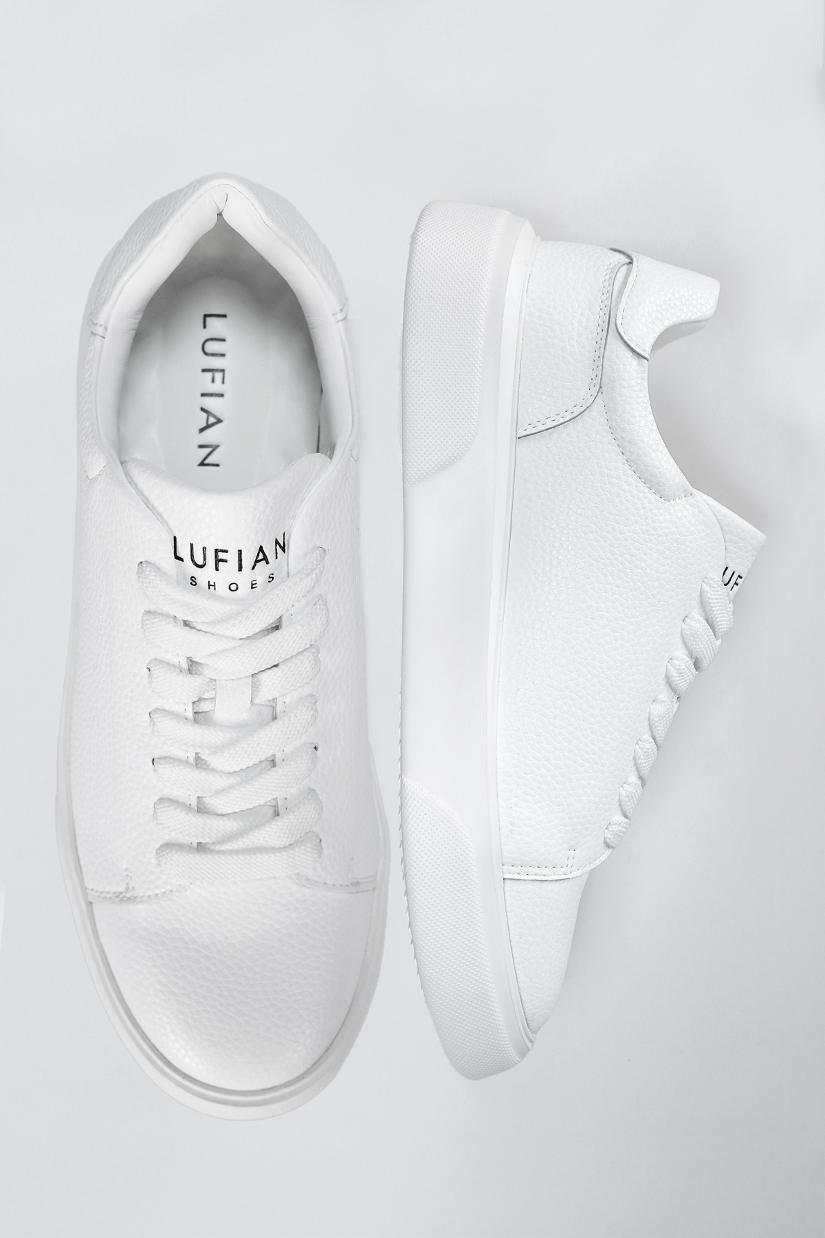 Beyaz Hakiki Deri Bağcıklı Erkek Sneaker - Görsel 6