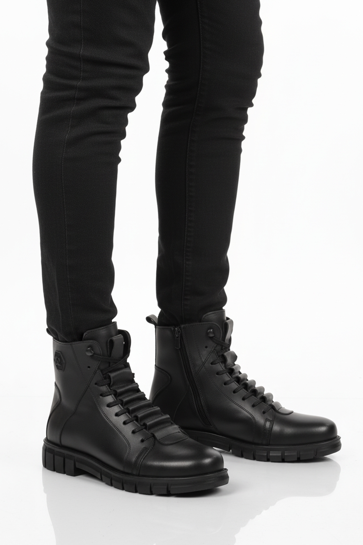Aspor Siyah Hakiki Deri Kürklü Erkek Klasik Bot - Görsel 2