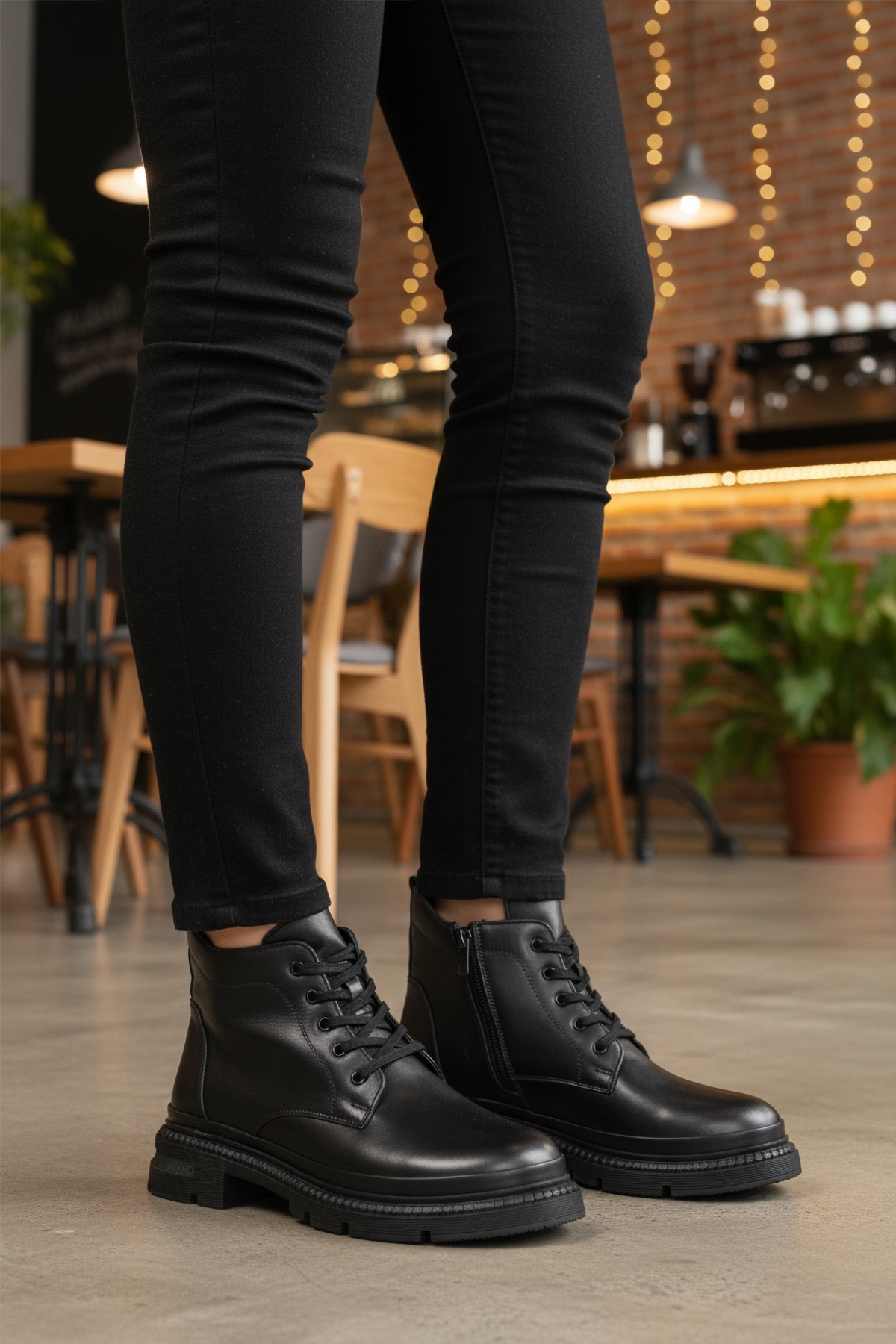 Siyah Hakiki Deri İçi Polarlı Kadın Bot Z505 Z - Görsel 4