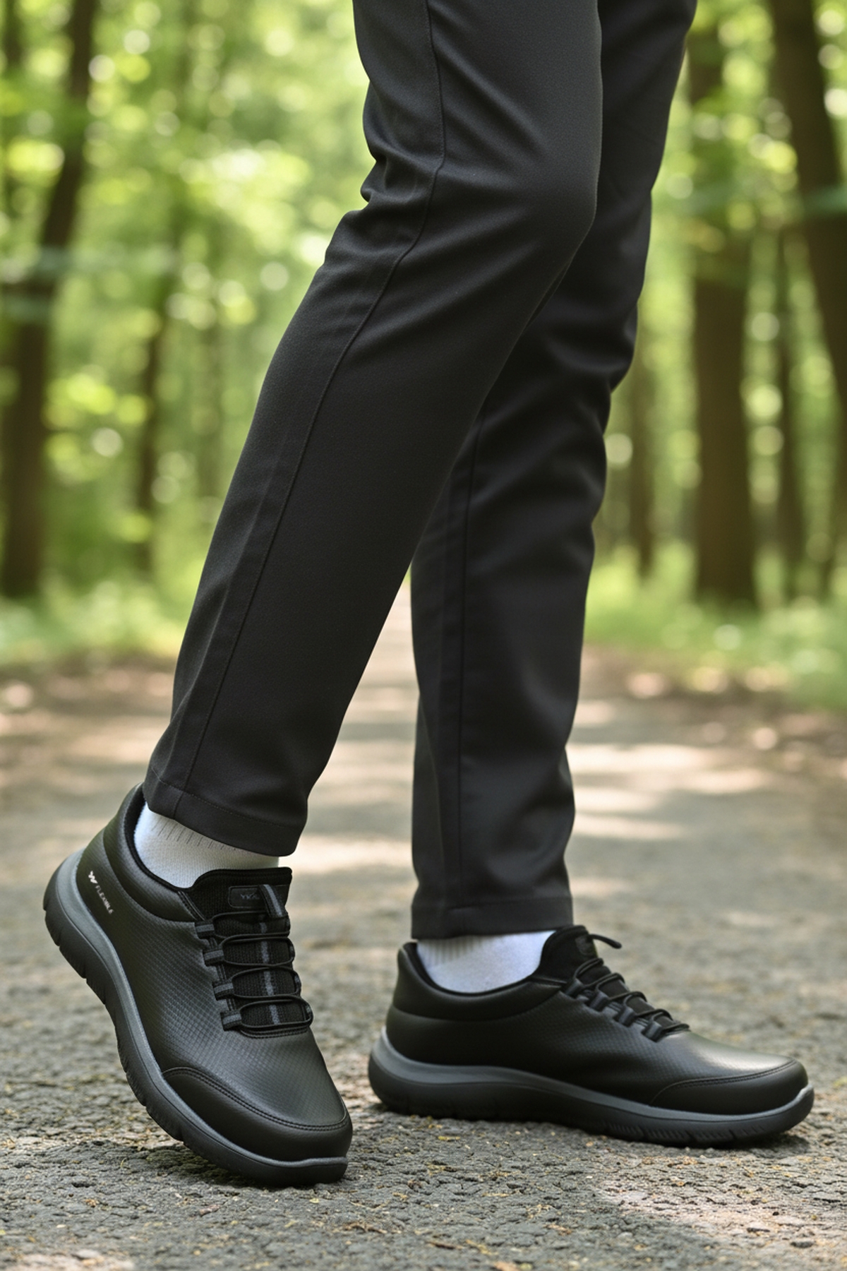 Siyah Bilekten Lastikli Erkek Spor Ayakkabı Flexible Pu M - Görsel 4