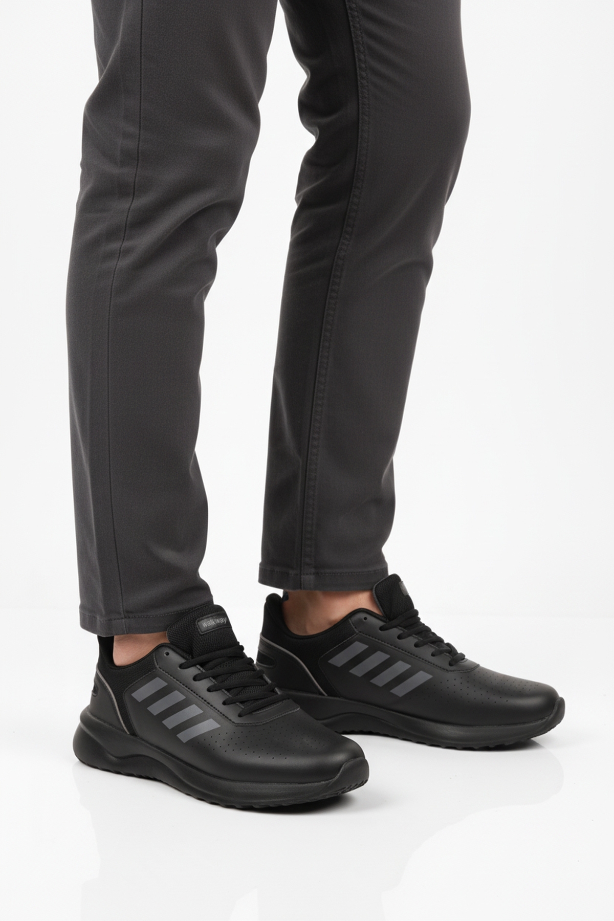 Siyah Bağcıklı Hafif Esnek Erkek Spor Ayakkabı Nereus M - Görsel 2
