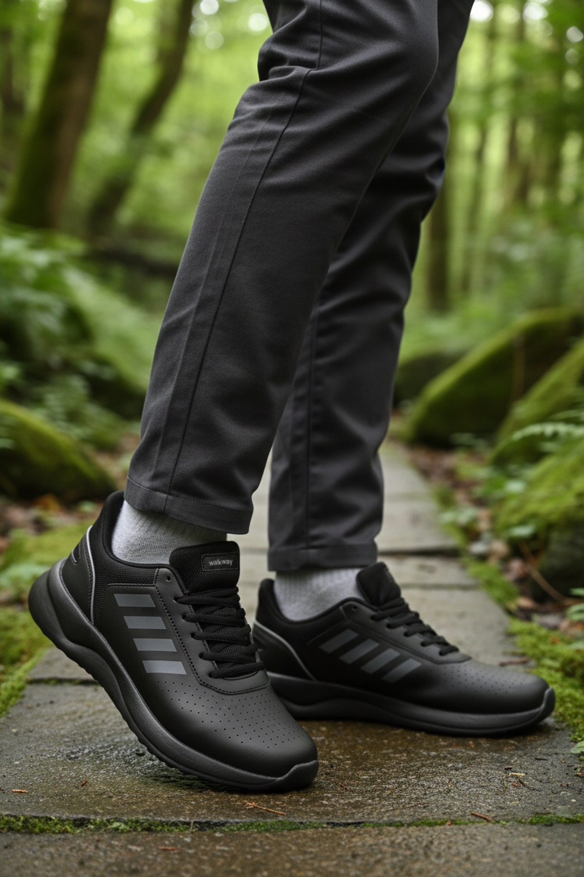 Siyah Bağcıklı Hafif Esnek Erkek Spor Ayakkabı Nereus M - Görsel 4