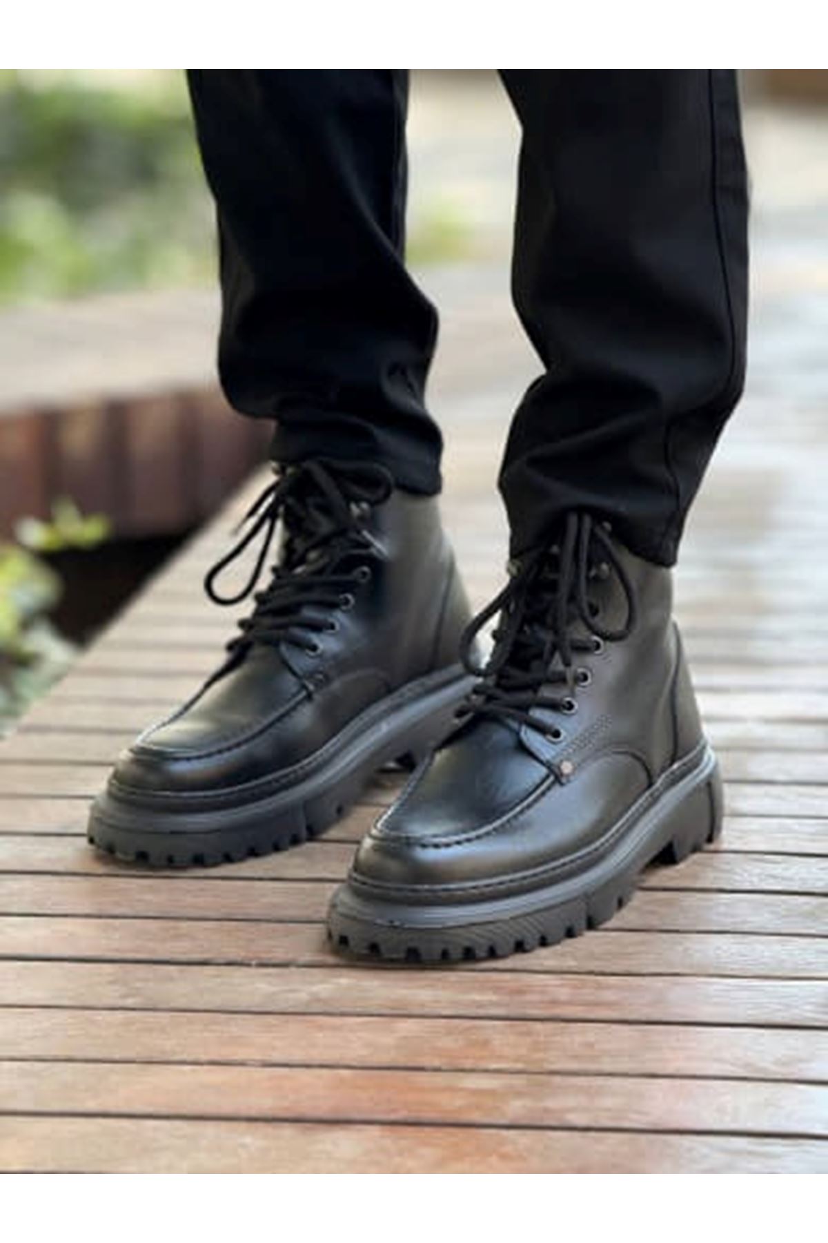 Bağcıklı Erkek Worker Bot Siyah - Görsel 2